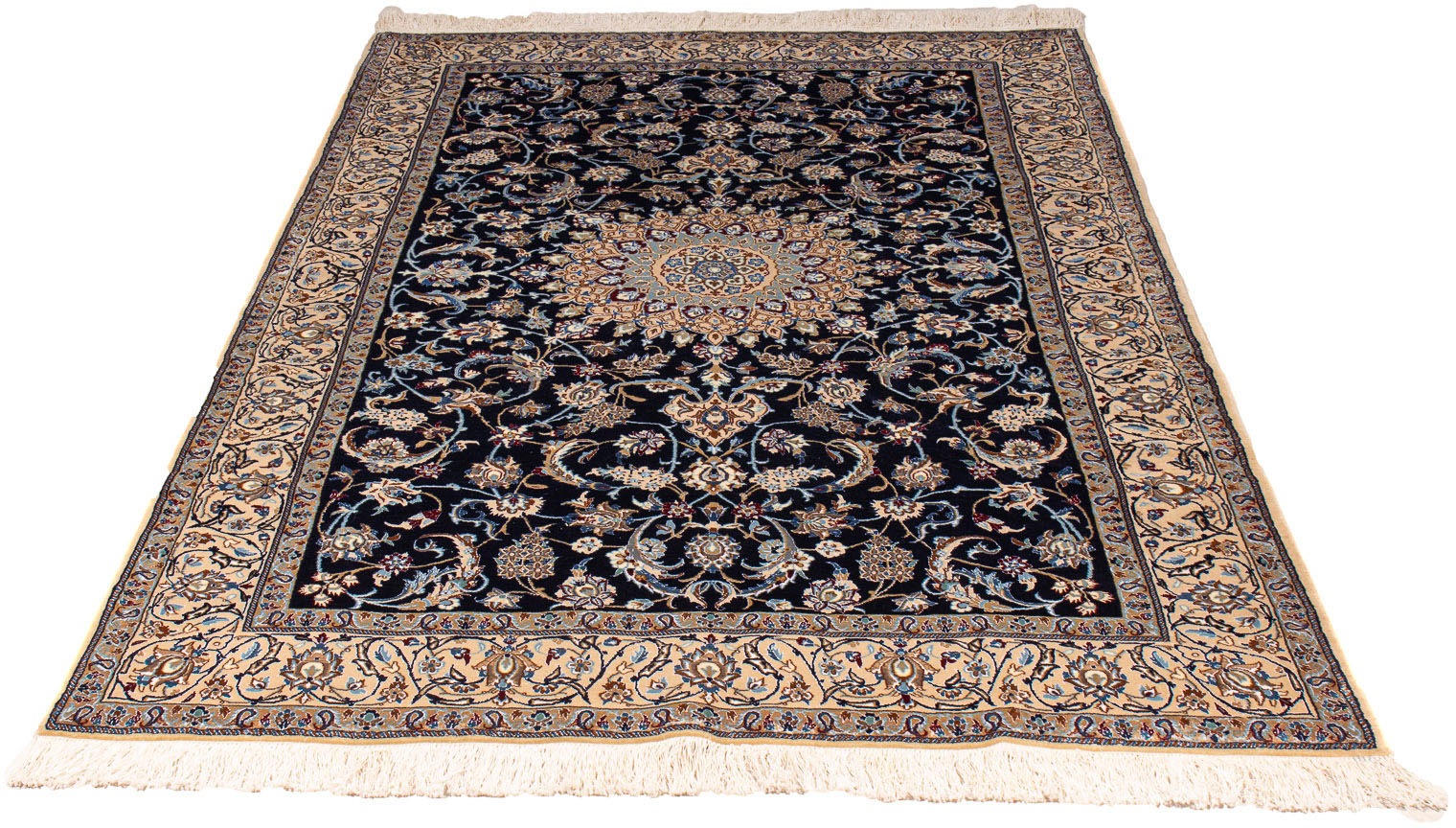 Image of morgenland Orientteppich »Perser - Nain - Premium - 205 x 128 cm - dunkelblau«, rechteckig, 6 mm Höhe, Wohnzimmer, Handgeknüpft, Einzelstück mit Zertifikat bei Ackermann Versand Schweiz