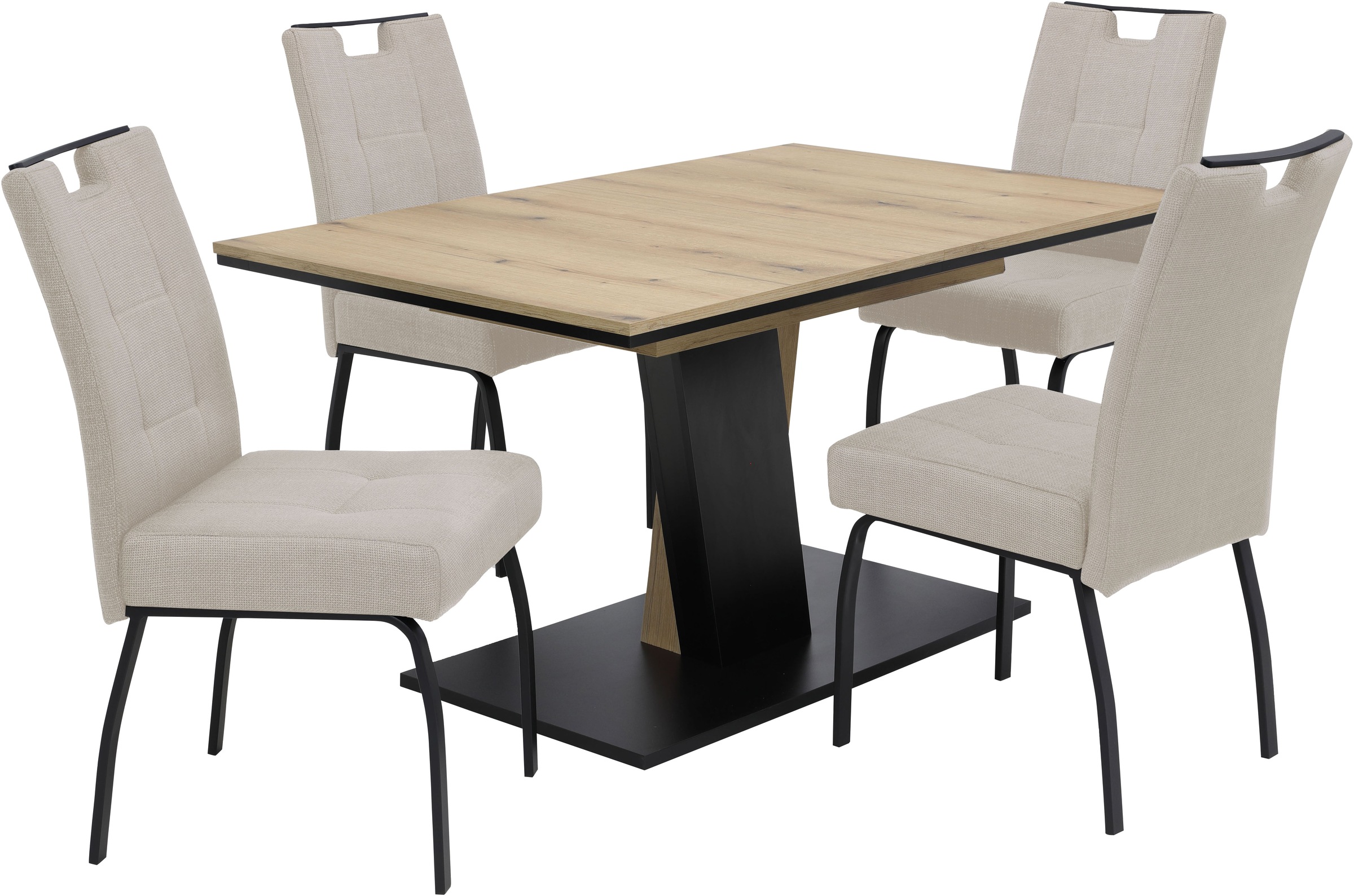 HELA Essgruppe »EBRO« Set, 5 Stk. tlg. Mit Synchronauszug, Vierfussstuhl XL Sitzbreite, Federkorb, Griff