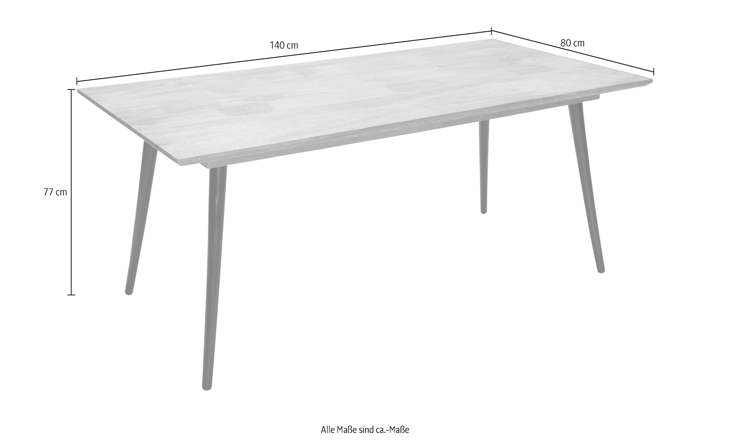 SIT Esstisch »Molfetta aus Mangoholz Massivholz mit Schweizer Kante & Metallbeinen« Modernes Industrial-Design mit konischen schwarzen Metallbeinen