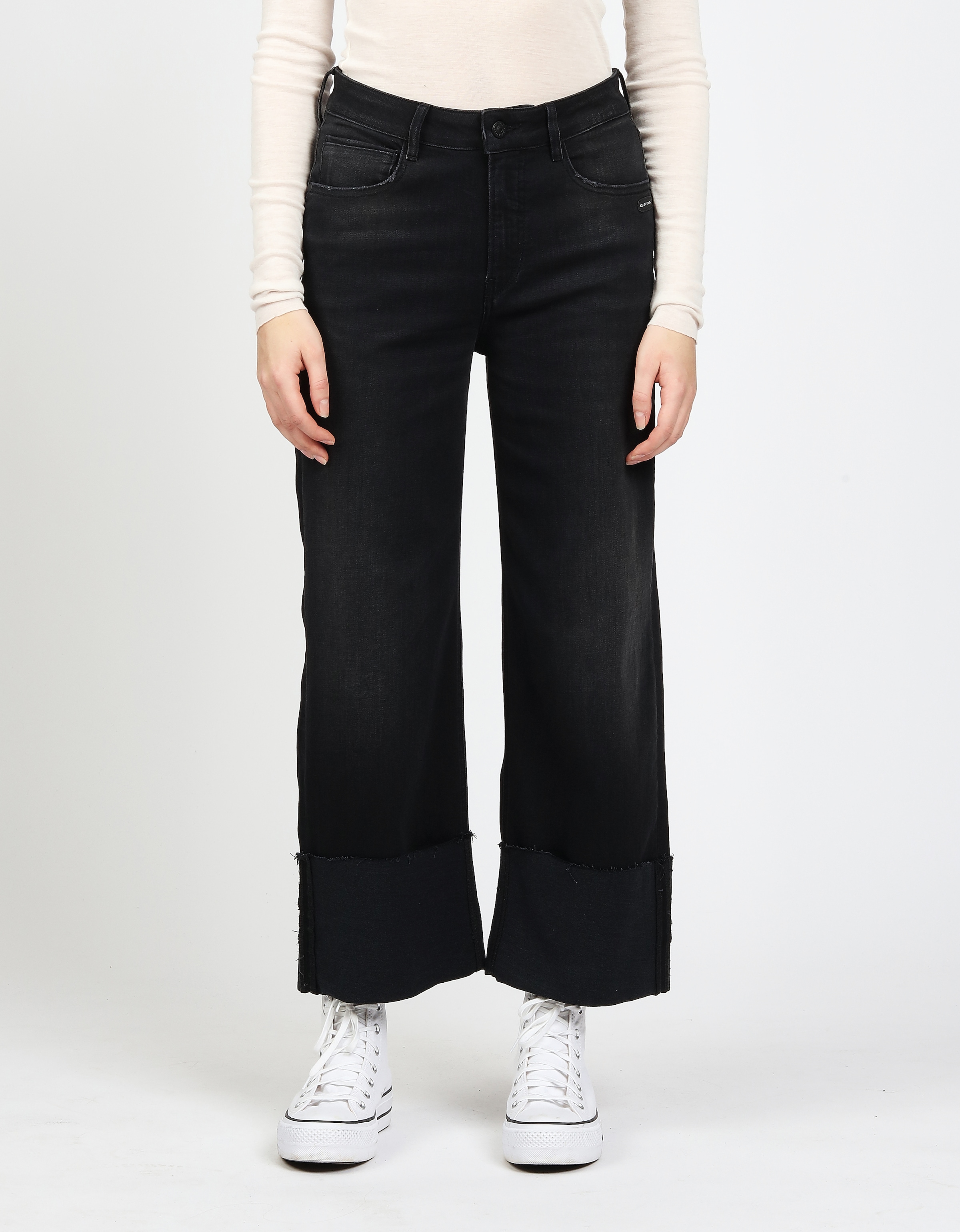 Image of GANG Weite Jeans "94JETTE CULOTTE" mit hochgeschlagenem, ausgefranstem Saum, Wide Fit