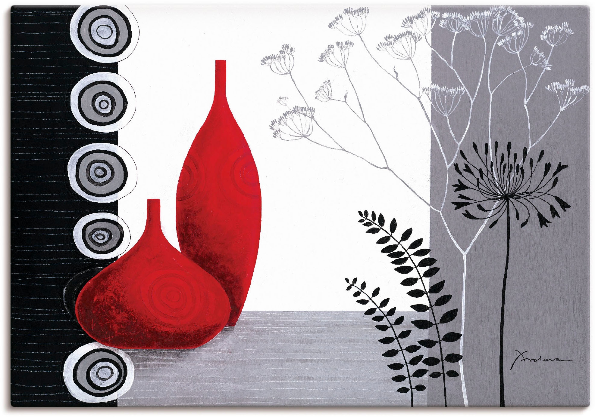 Artland Wandbild »Rote Vasen«, Grössen Leinwandbild, jetzt Wandaufkleber Alubild, & versch. (1 oder in als Poster St.), Vasen kaufen Töpfe