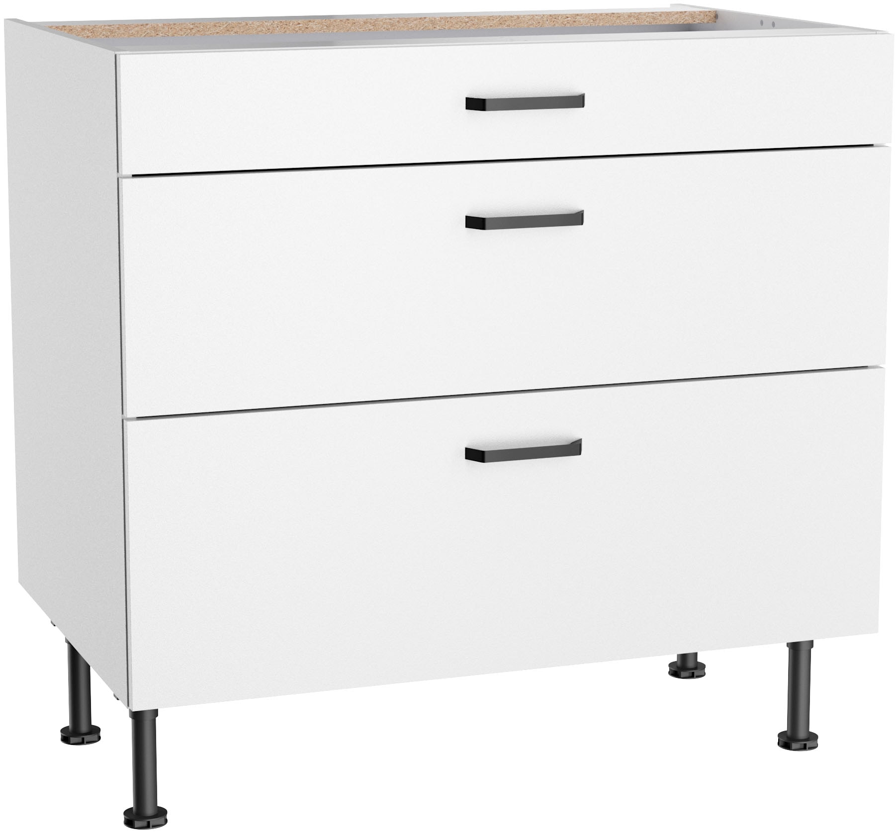 Image of KOCHSTATION Unterschrank "KS-Paula" 90 cm breit, 87 cm hoch, mit 1 Schubkasten, 2 Auszüge