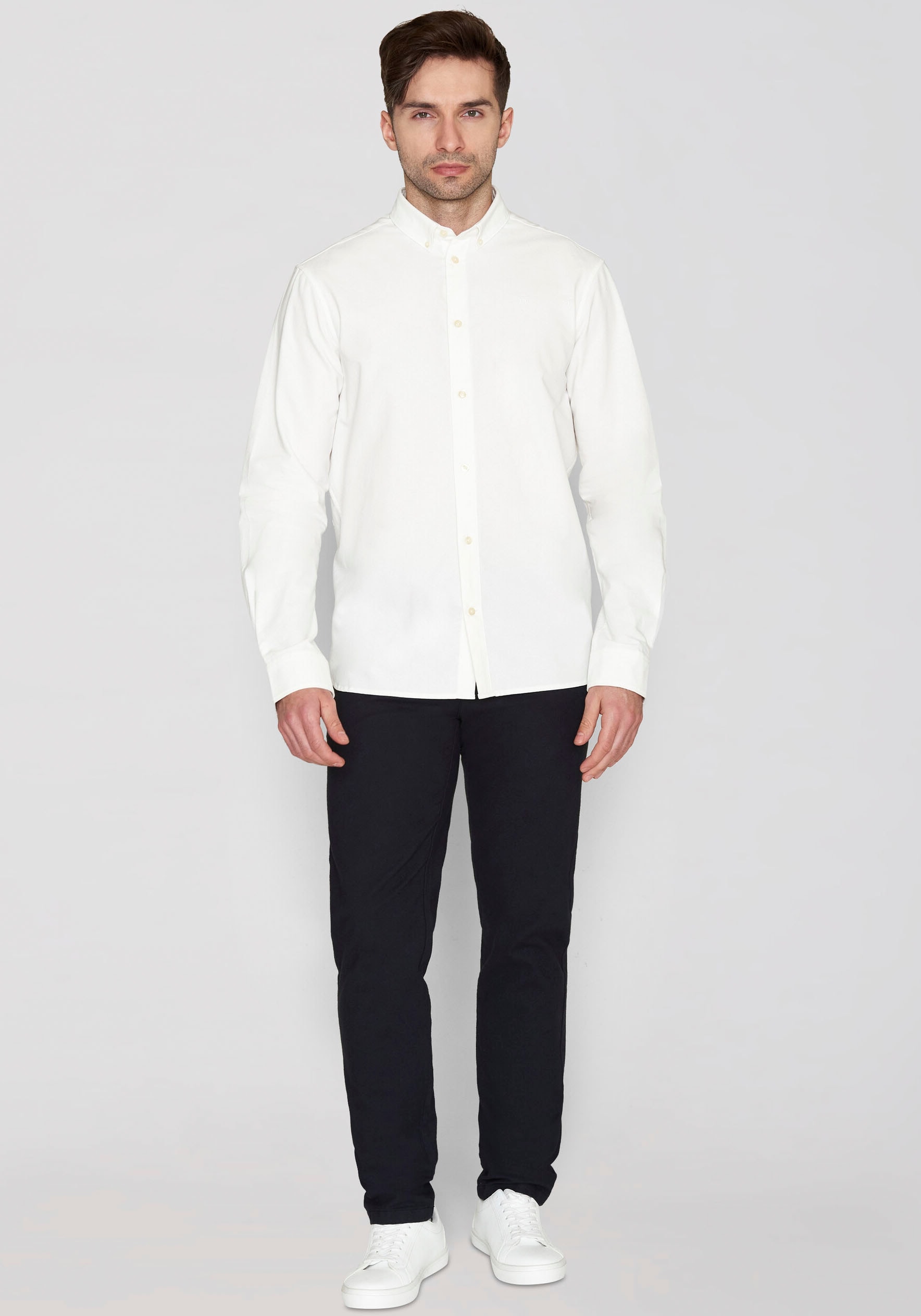 KnowledgeCotton Apparel Langarmhemd »HARALD«, mit Button-Down-Kragen