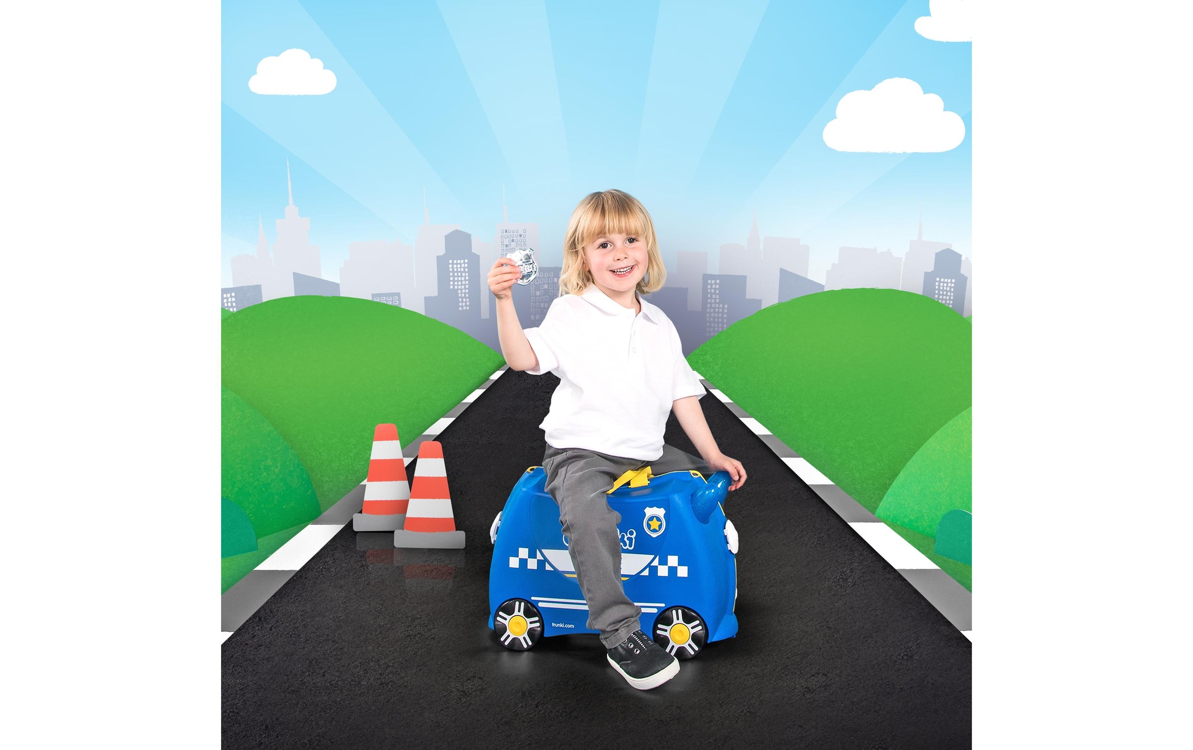 TRUNKI Trolley »Polizei Blau«, 4 Rollen