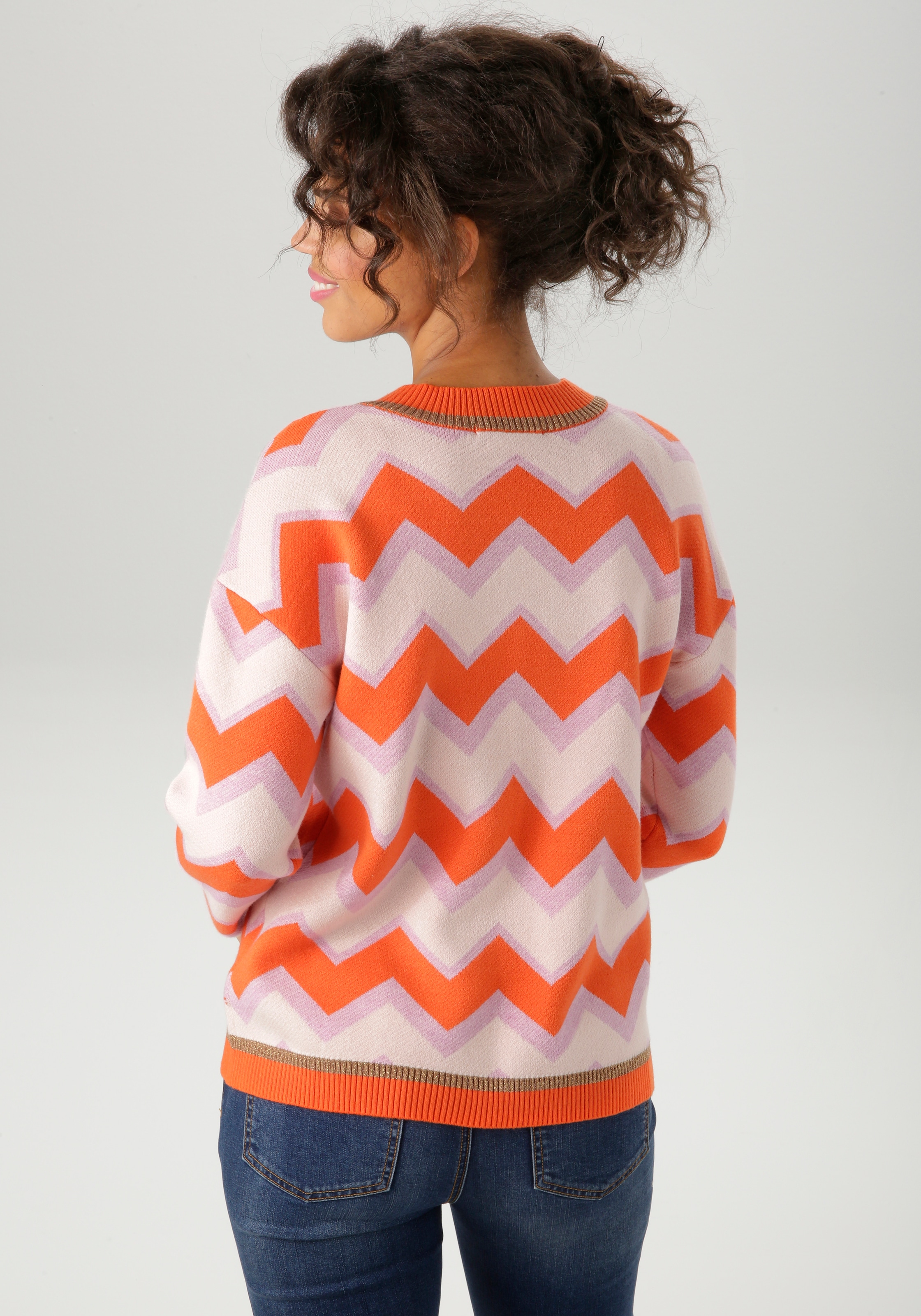 Aniston CASUAL Strickpullover im interessantem Zick-Zack-Muster