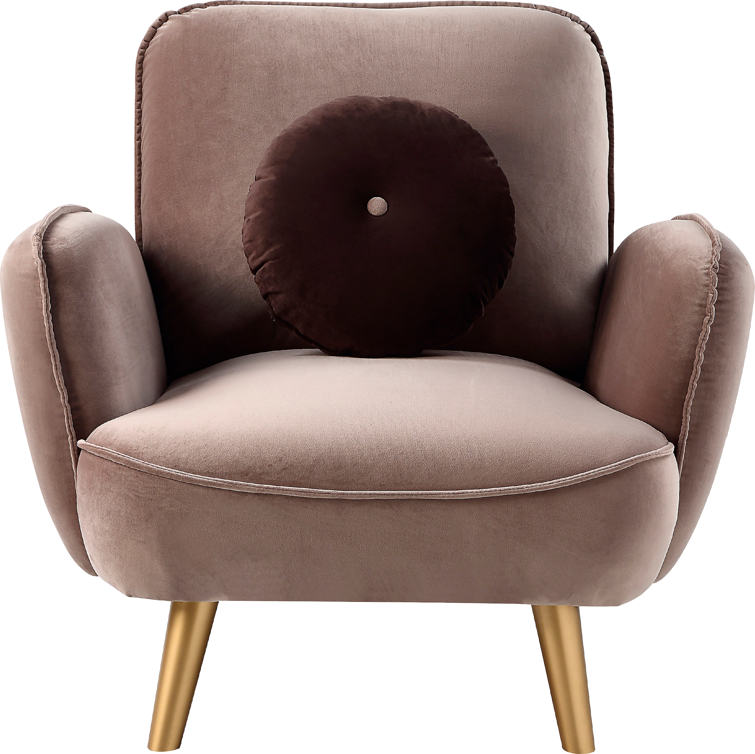 Image of ATLANTIC home collection Sessel "Ben" mit Welleunterfederung, inkl. Dekokissen und goldene Massivholzfüsse