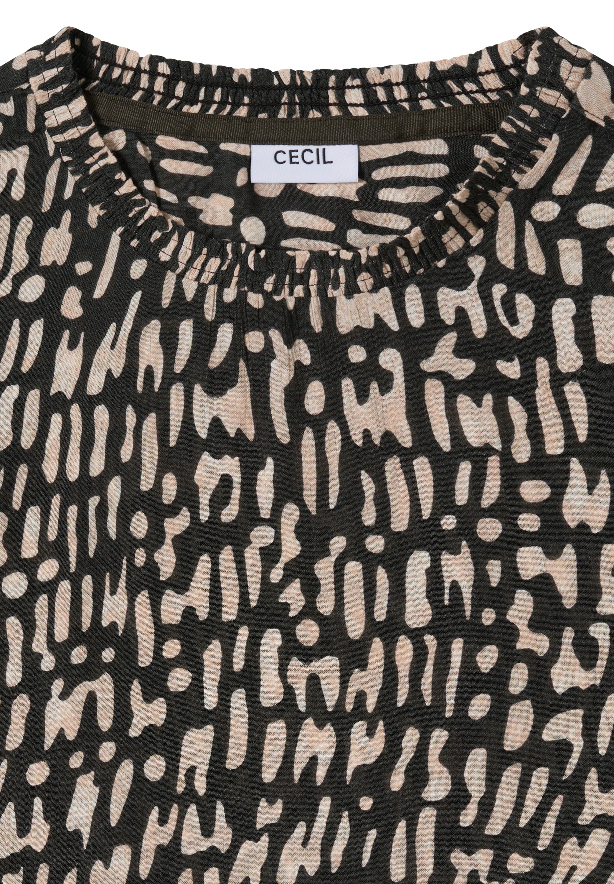 Cecil Blouse à manches longues mit Smock-Ausschnitt und grafischem Muster