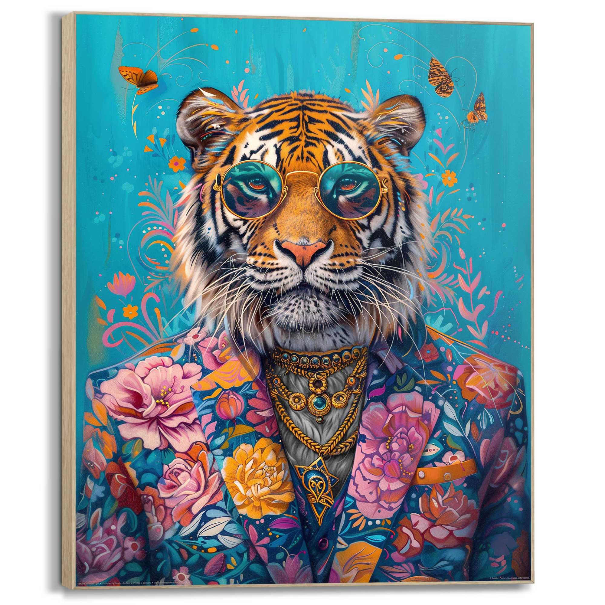 Image of Reinders Wandbild "Gekleideter Tiger" Wohnzimmer - Mehrfarbig - MDF - Tiere - 50x40 cm