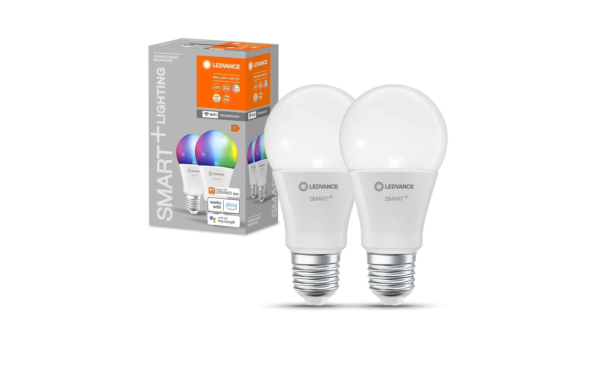 LED-Leuchtmittel »SMART+ WiFi Classic A60, E27, RGBW, 2 Stück«, E27, Farbwechsler