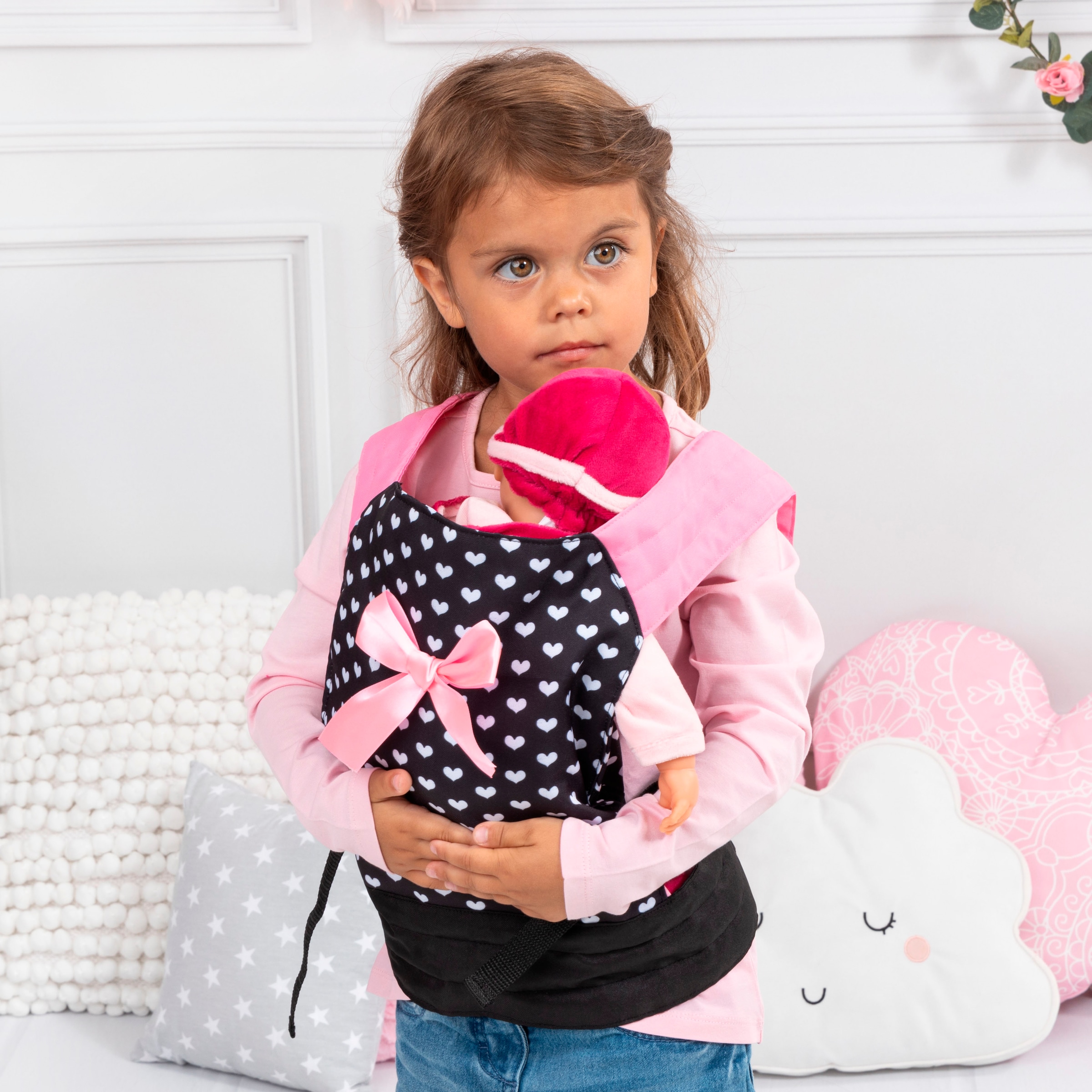 Bayer Puppen Trage »grau/rosa Schmetterling«