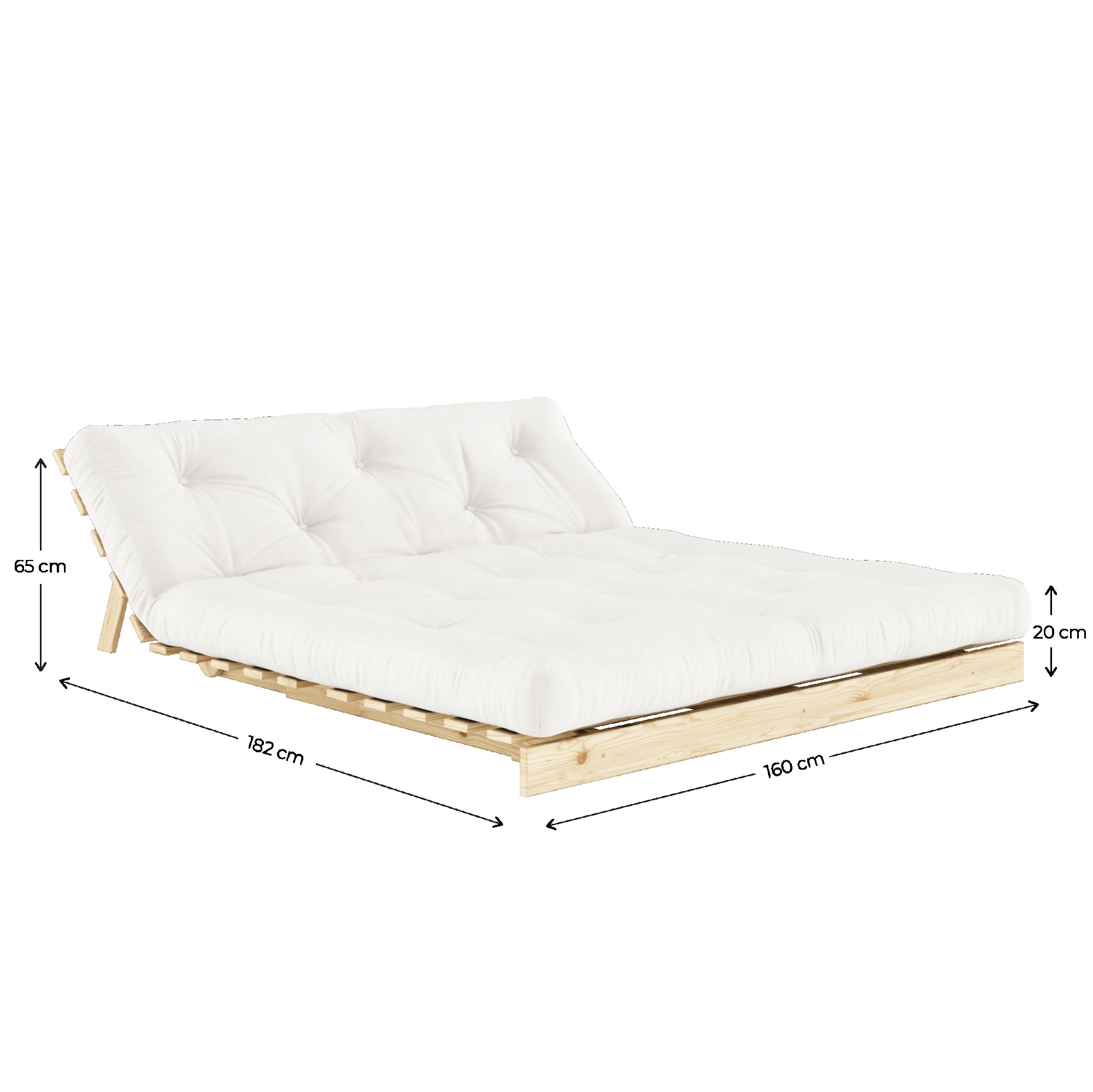 Karup Design Daybett »Roots Schlafsofa, Gästebett, Sofa inkl. Futonmatratze«, Liegefläche 90/140/160 x200 cm, FSC® zertifizierte Kiefer