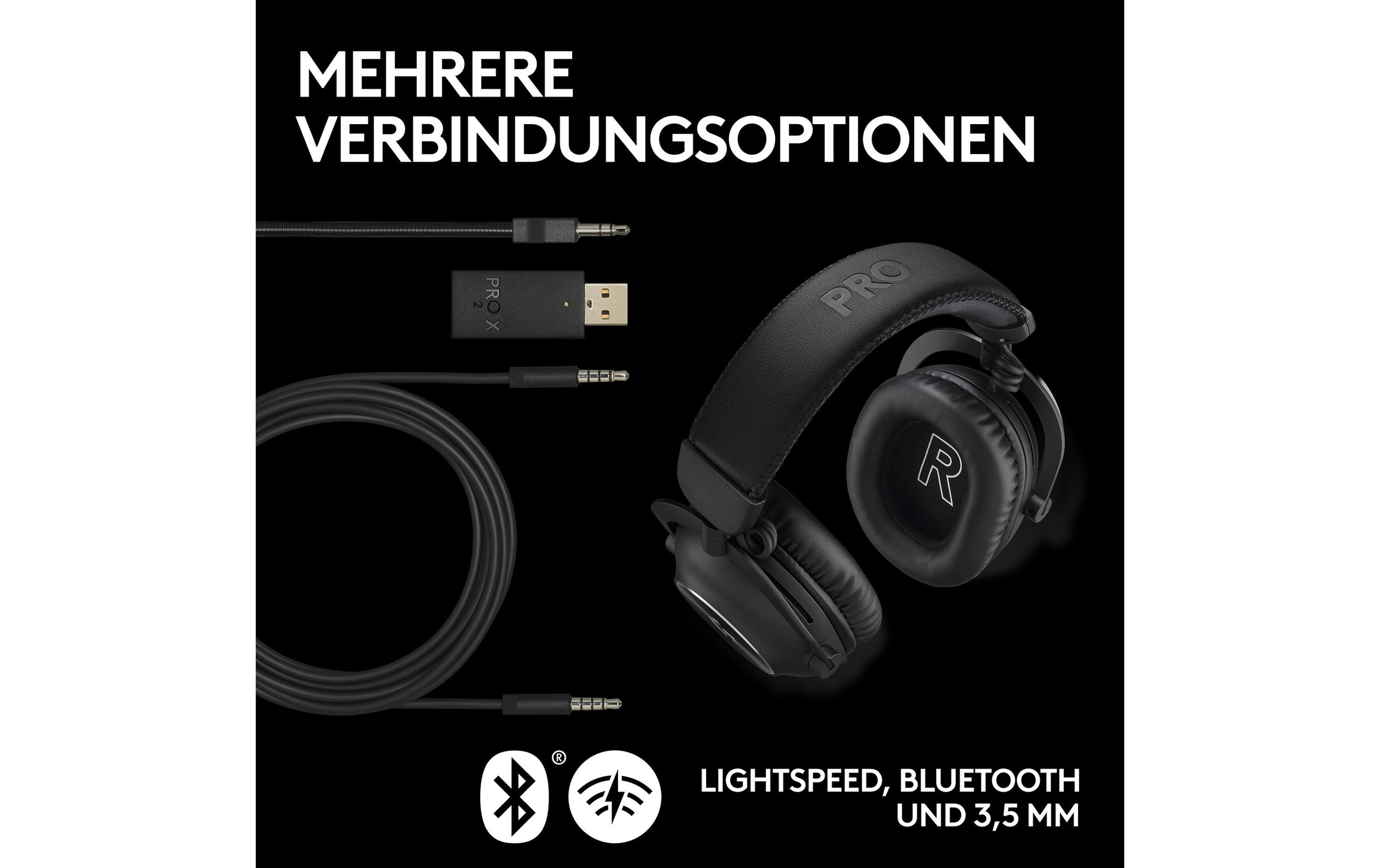 Logitech Gaming-Headset »G Pro X 2 Wireless Lightspeed Gaming Schwarz«, Bluetooth, Mikrofon abnehmbar-Freisprechfunktion