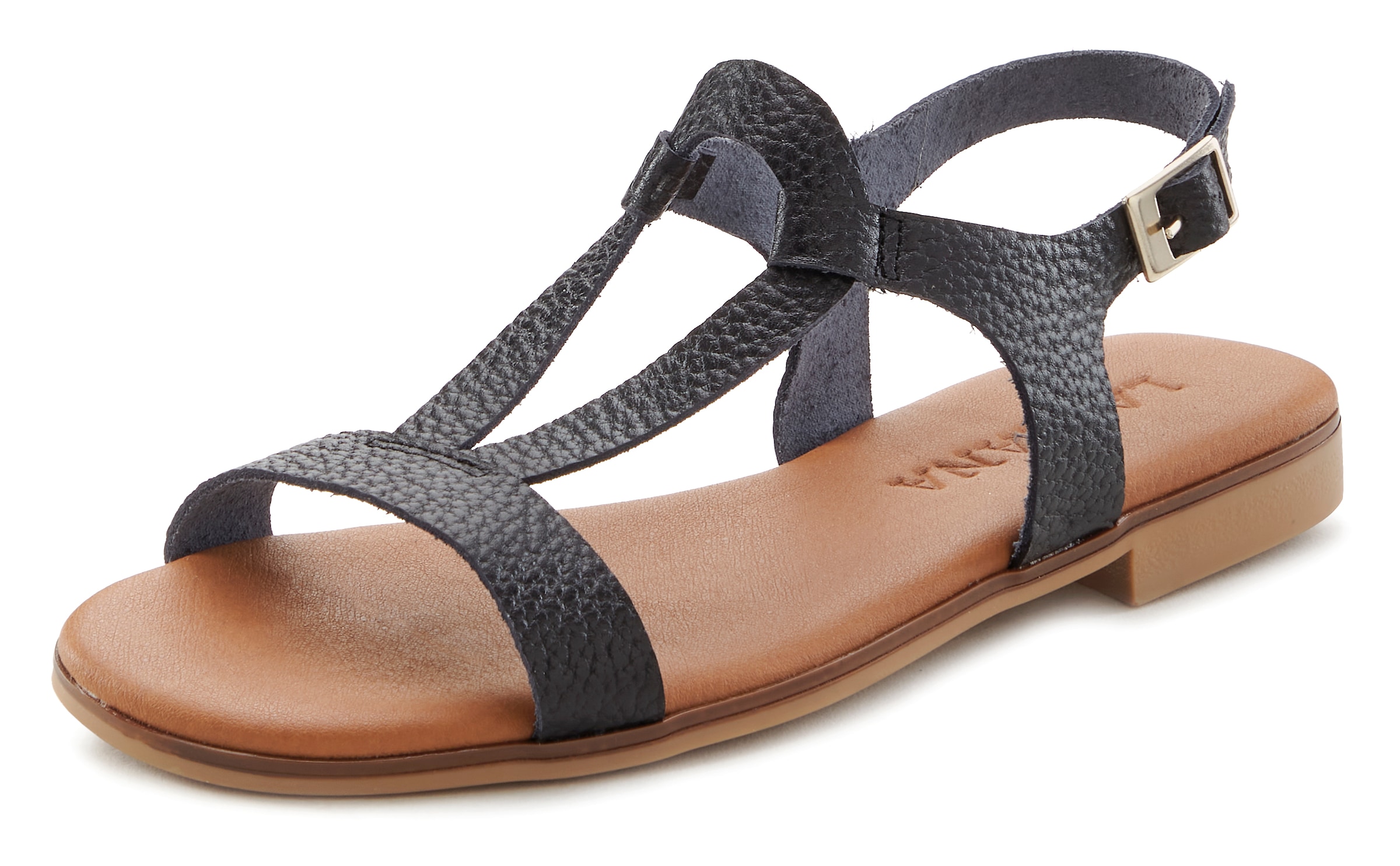 LASCANA Sandale »Sommerschuh«, Sandalette, Sommerschuh aus hochwertigem Leder im Metallic-Look
