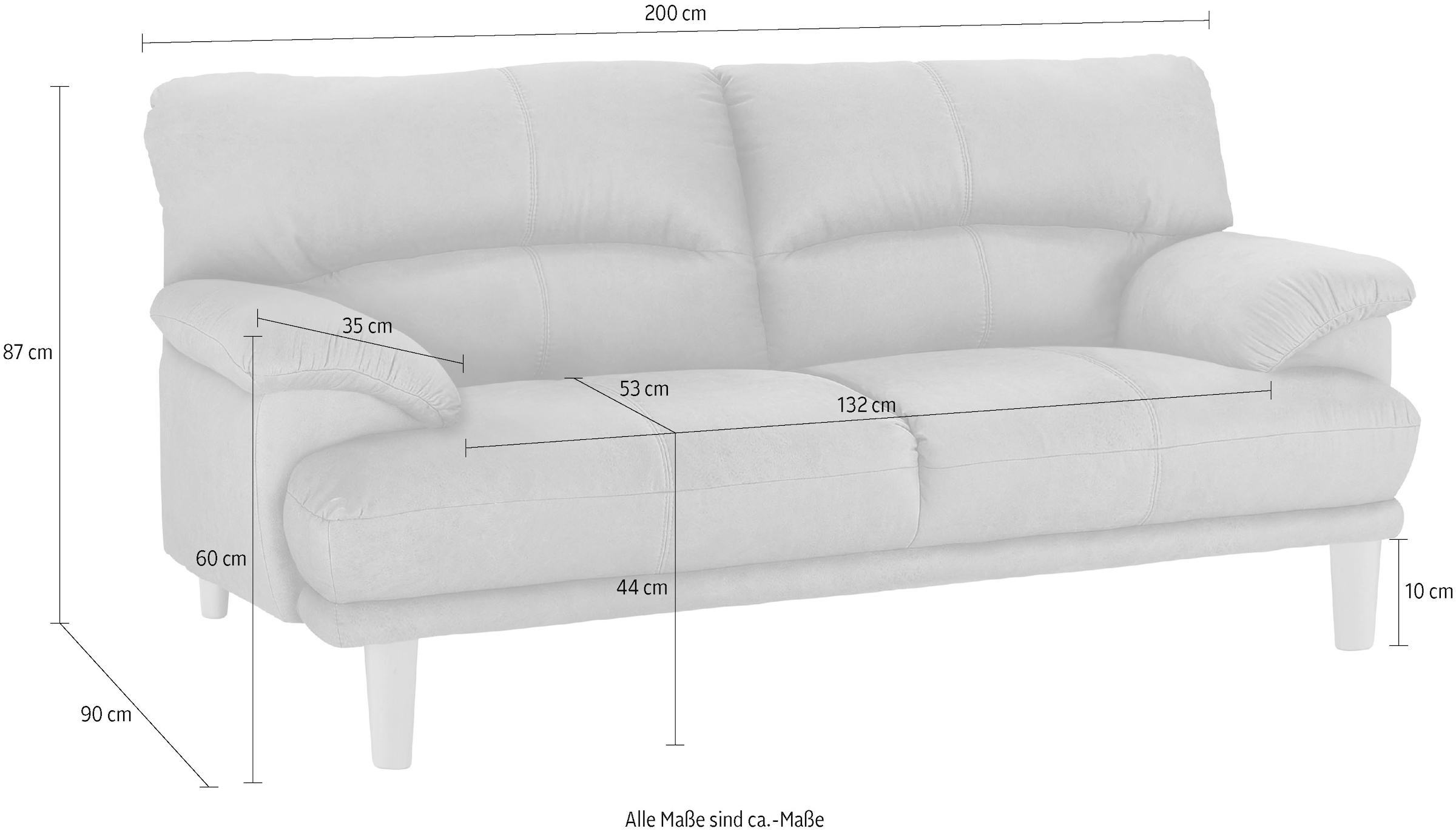 TRENDMANUFAKTUR 3-Sitzer »Cecilia, Sofa in italienischem Design« mit tollem Sitzkomfort, extrabequeme Armlehnen, Holzfüsse