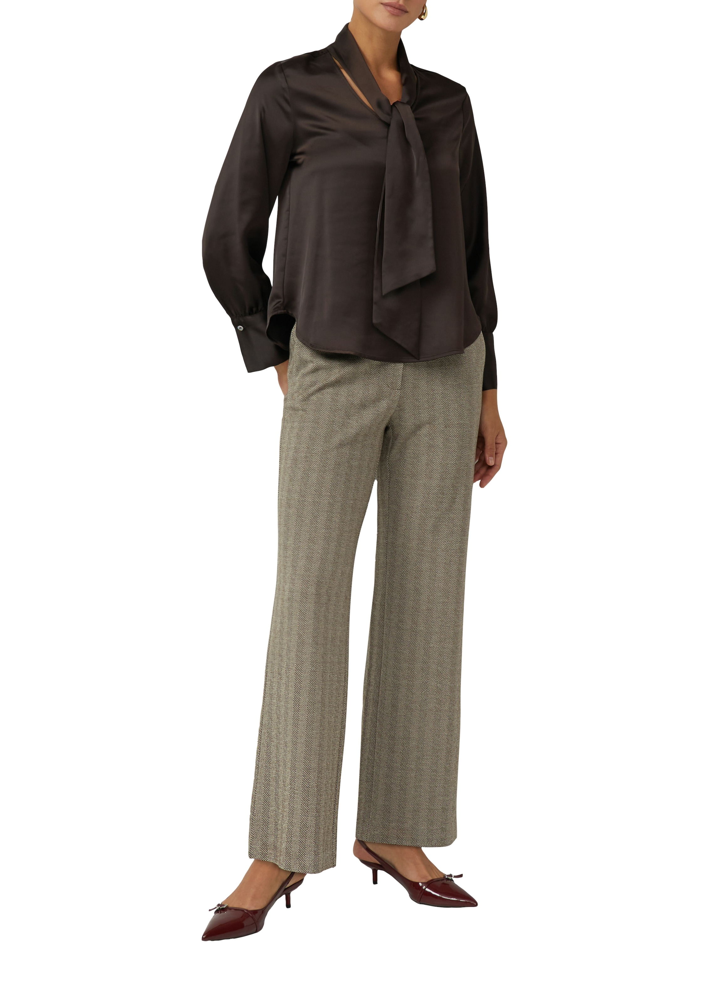 s.Oliver BLACK LABEL Chemise en satin mit eleganter Kragen-Schluppe