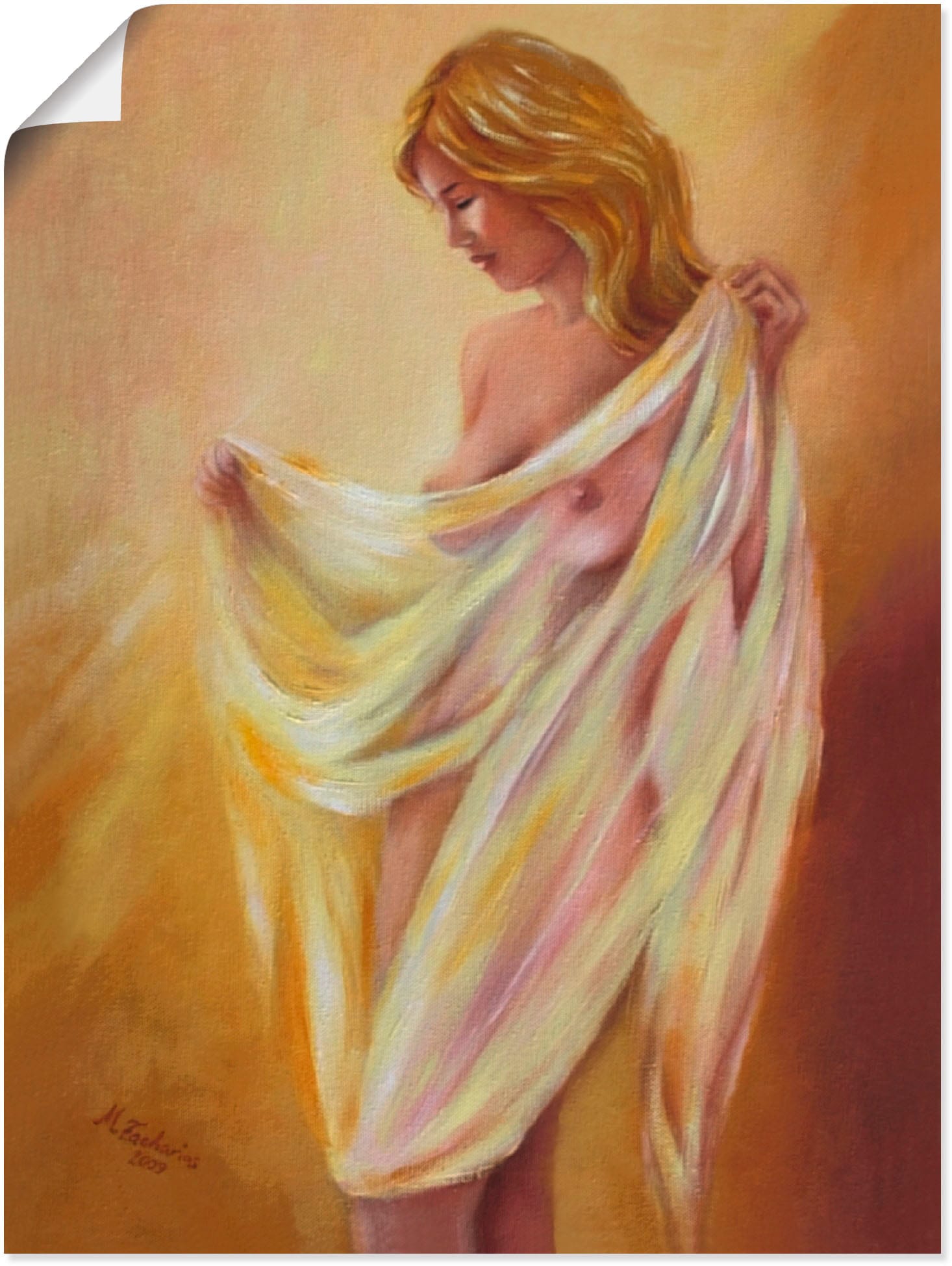 Image of Artland Wandbild "Akt mit Tuch" Frau 1 Stk. tlg. als Leinwandbild, Poster in verschied. Grössen