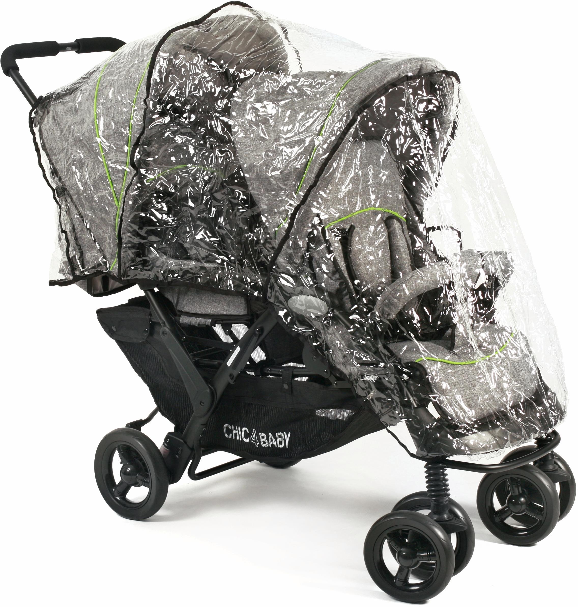 CHIC4BABY Geschwisterwagen »Duo, jeans grey«, mit herausnehmbarer Tragetasche; Kinderwagen