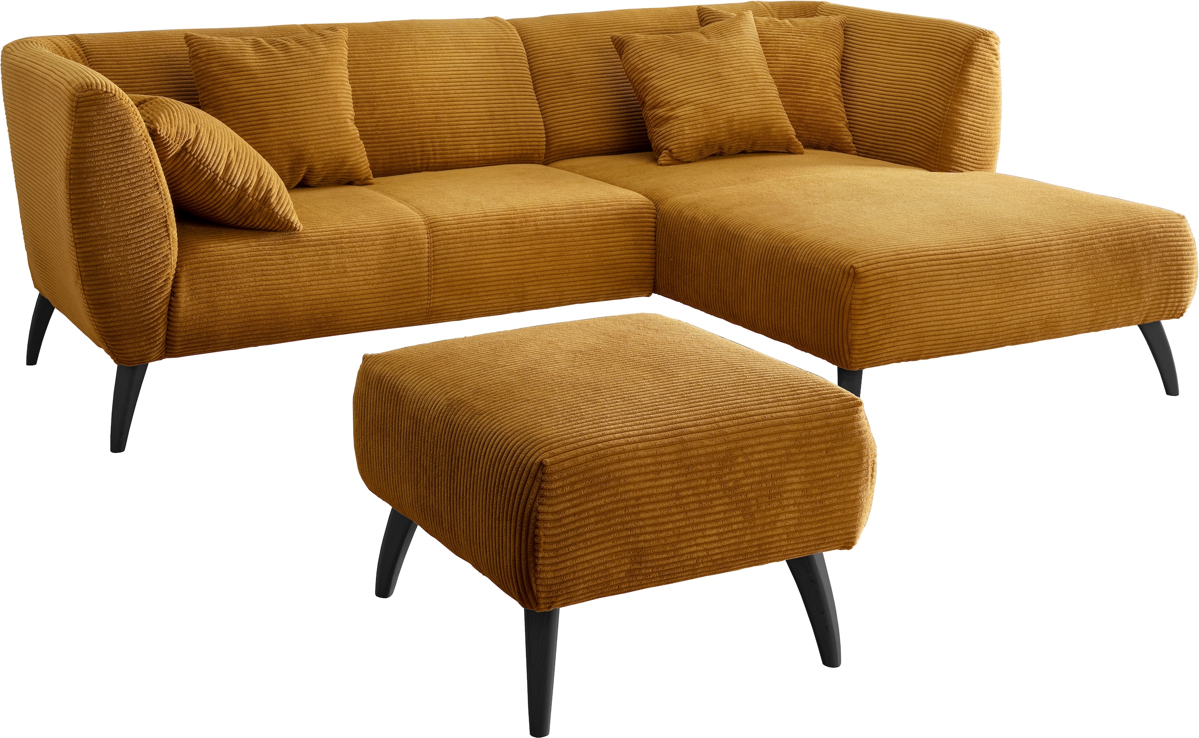 INOSIGN Ecksofa »Colori L-Form«, Holzfussfarbe wählbar, inkl. 4x Zierkissen