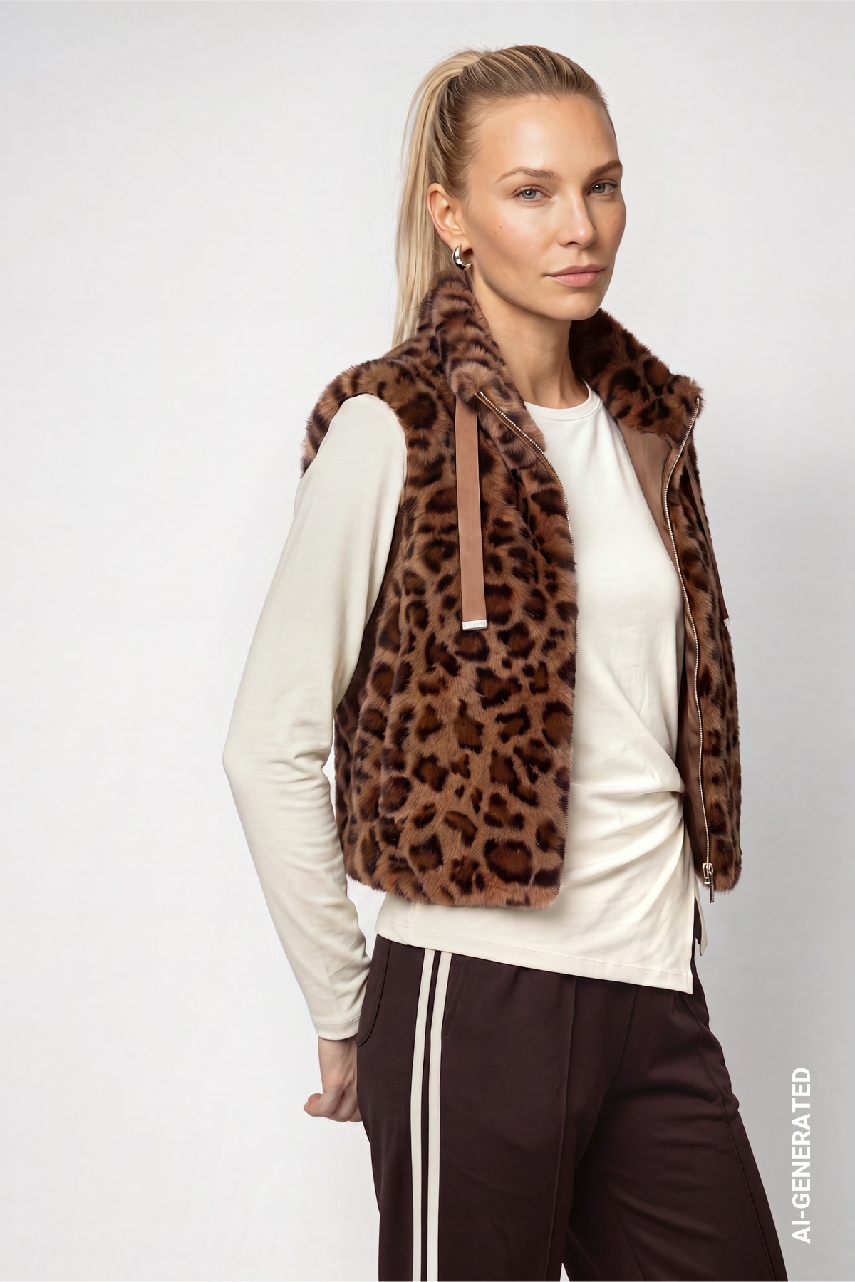 Image of Monari Fellimitatweste "Weste Leo fake fur" Regular fit mit Stehkragen