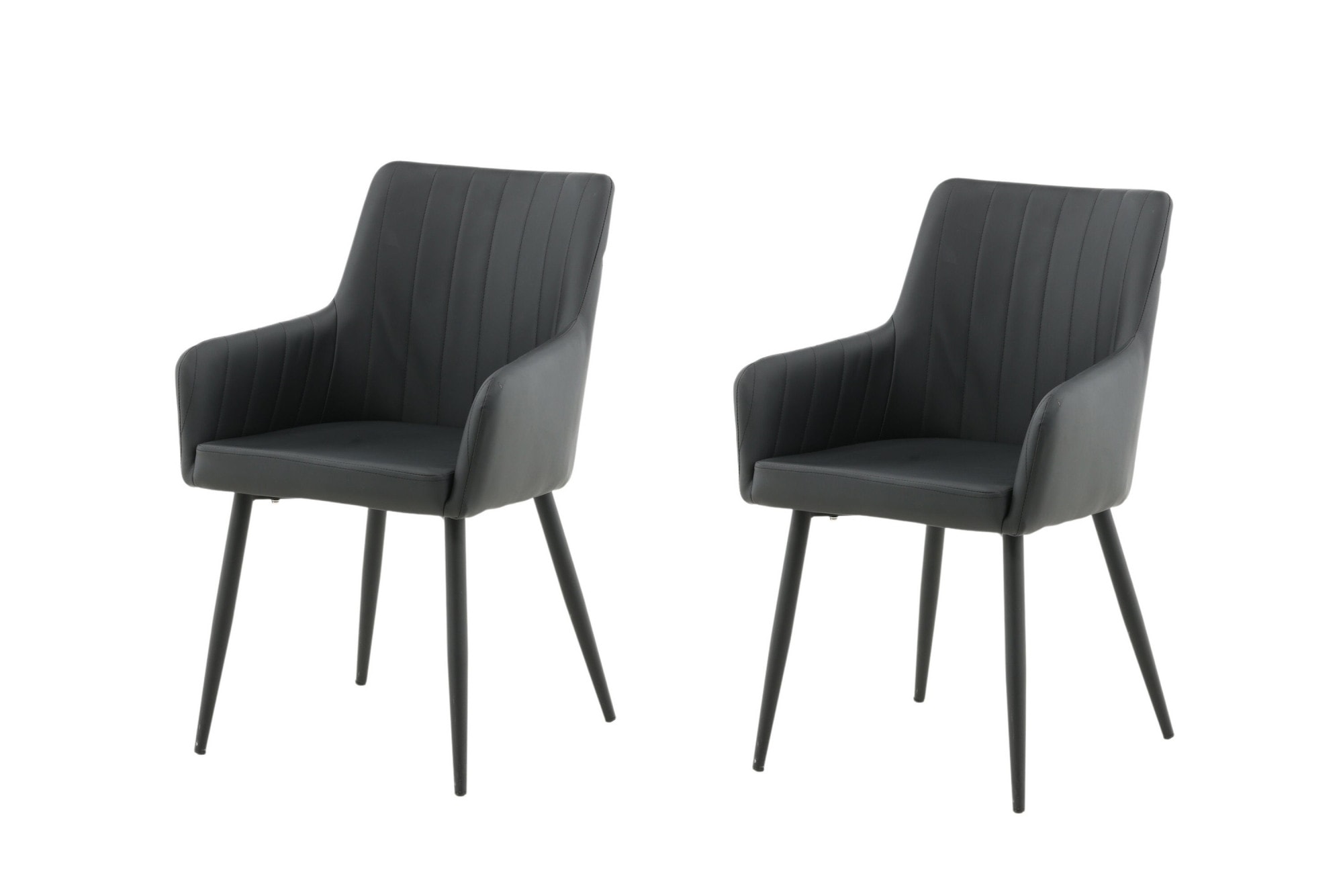 Image of Venture Home Esszimmerstuhl "Comfort, 2er-Set Esszimmerstühle in Schwarz mit Armlehnen, 120 kg" () 2 Stk.Polsterstuhl, PU-Bezug, schwarze Stahlbeine, edel, urban