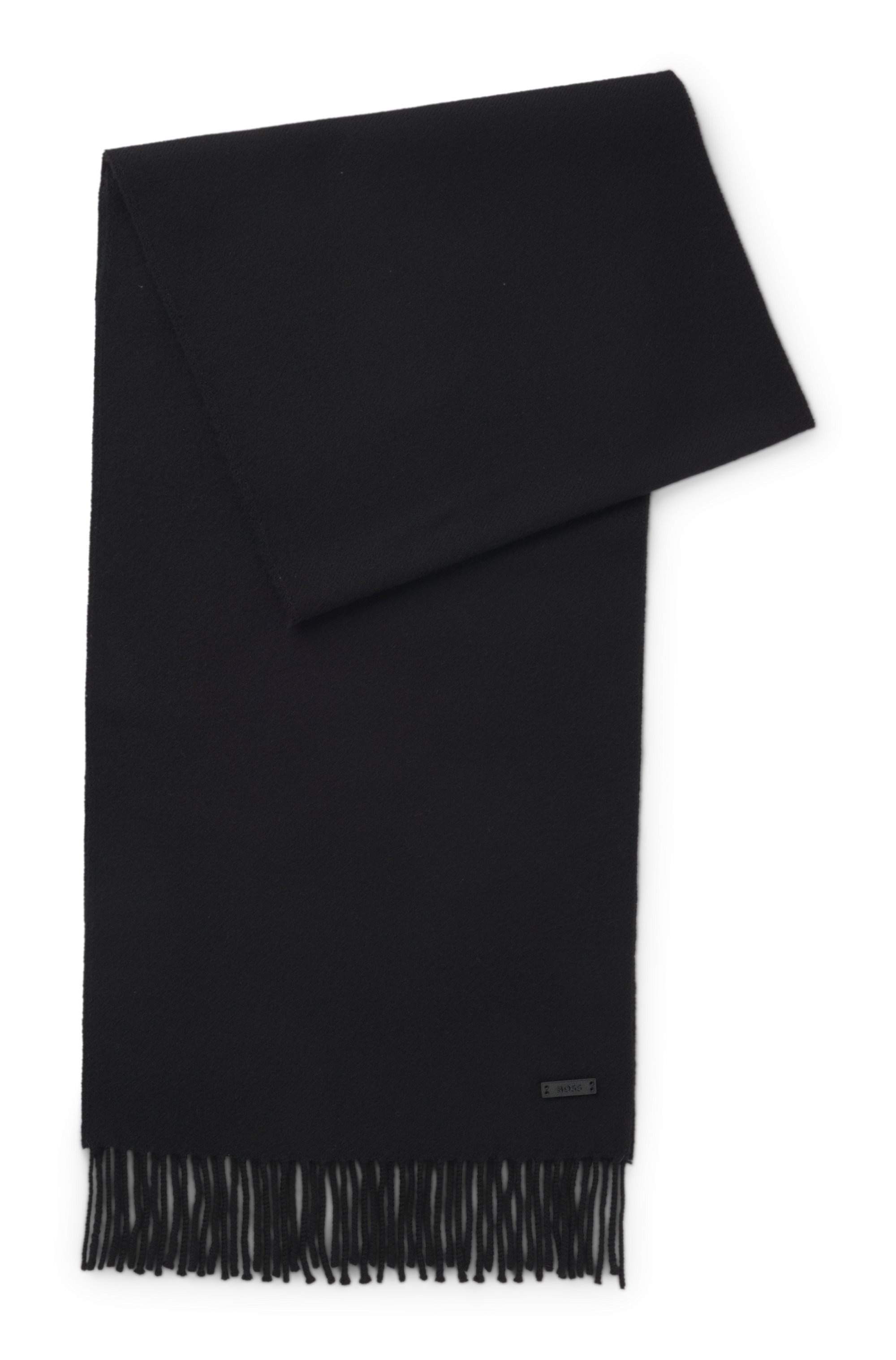 BOSS Wollschal »Naster 35*180«, mit gedrehten Fransen 100% Wolle Lederlabel Premium Quality