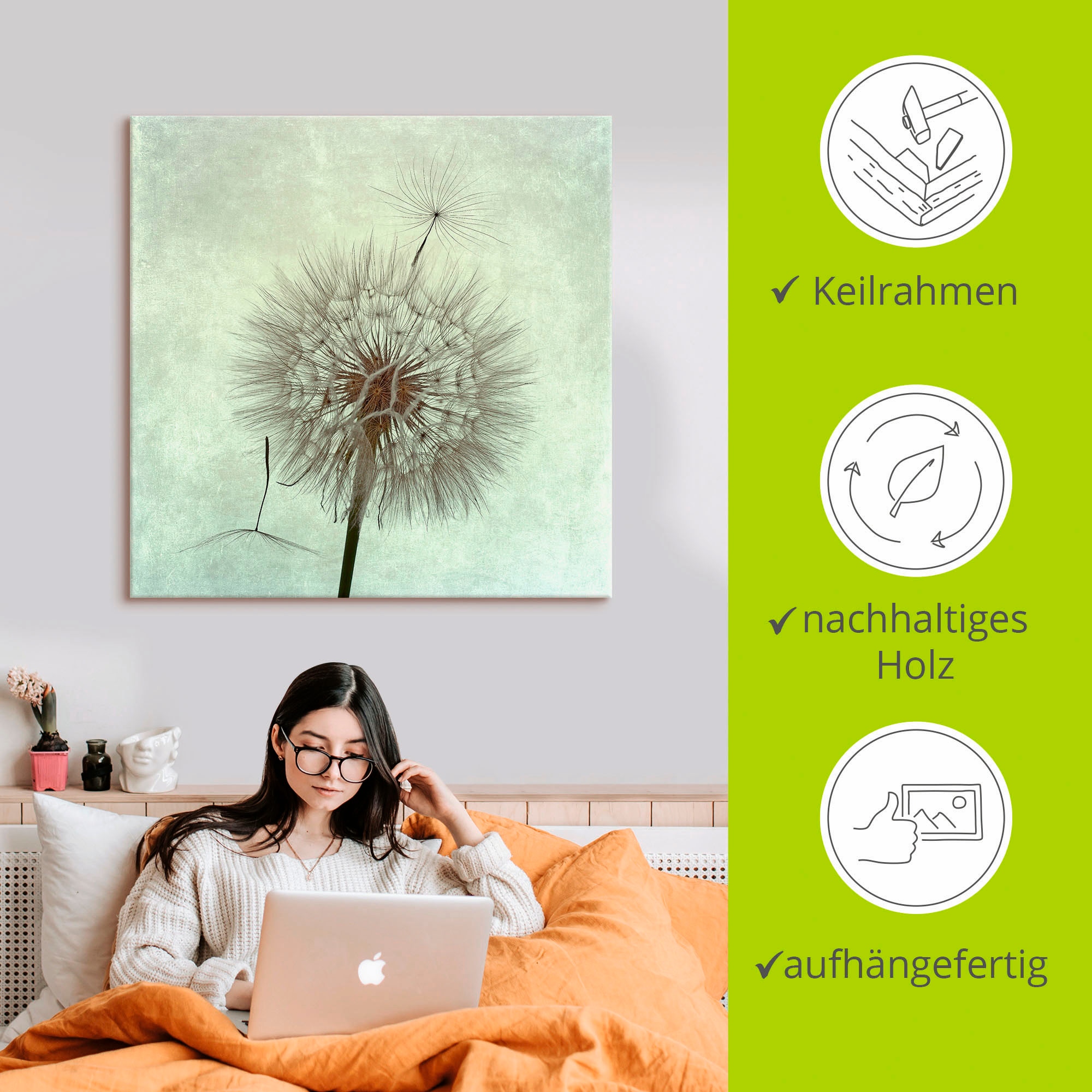 Artland Tableau sur toile »Pusteblume II« 1 cuis tlg. auf Holzrahmen gespannt