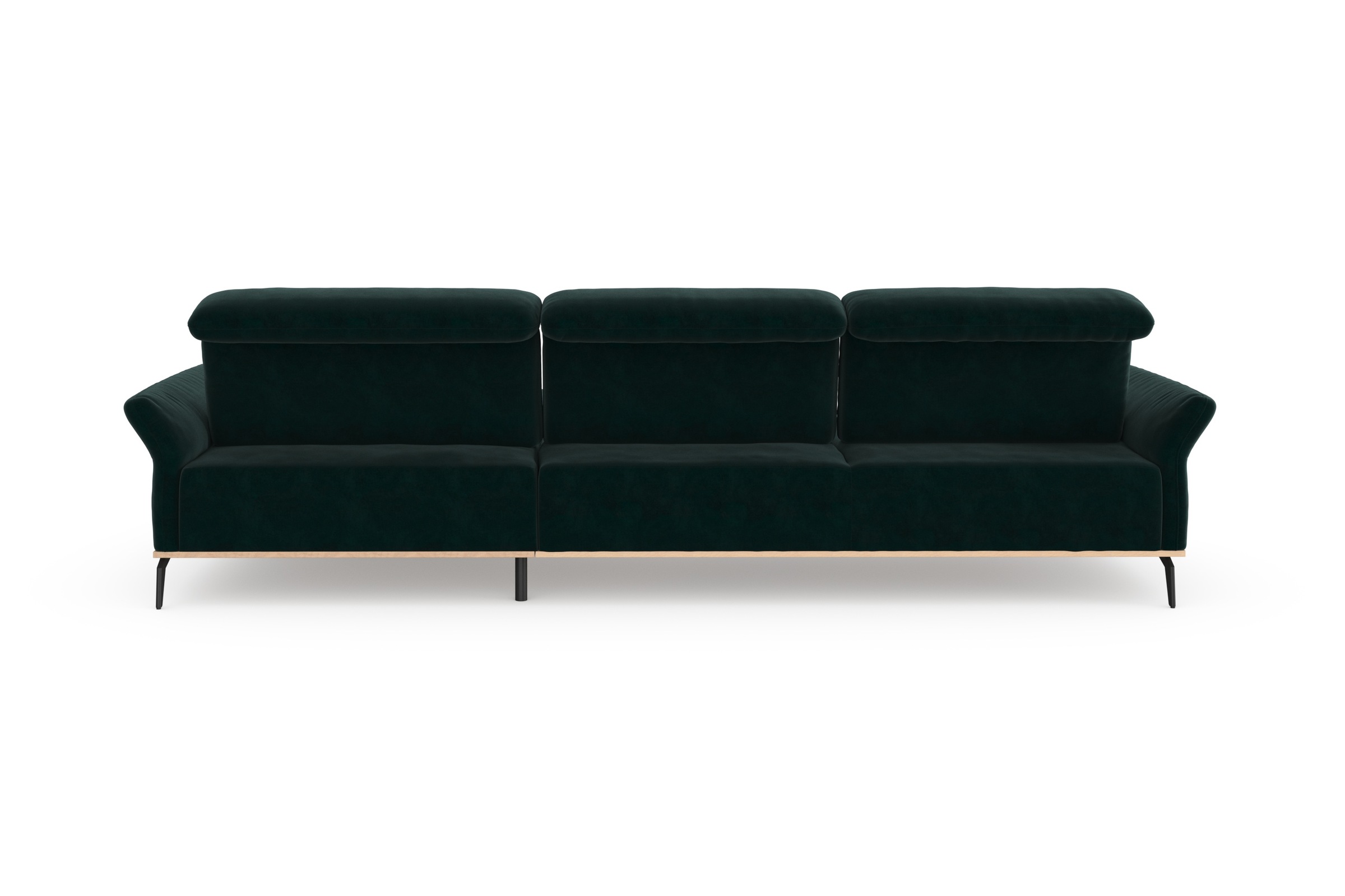 PLACES OF STYLE Ecksofa »Fjord L-Form« massiv, wahlweise mit Armlehnfunktion, Kopf- Sitztiefenverstellung