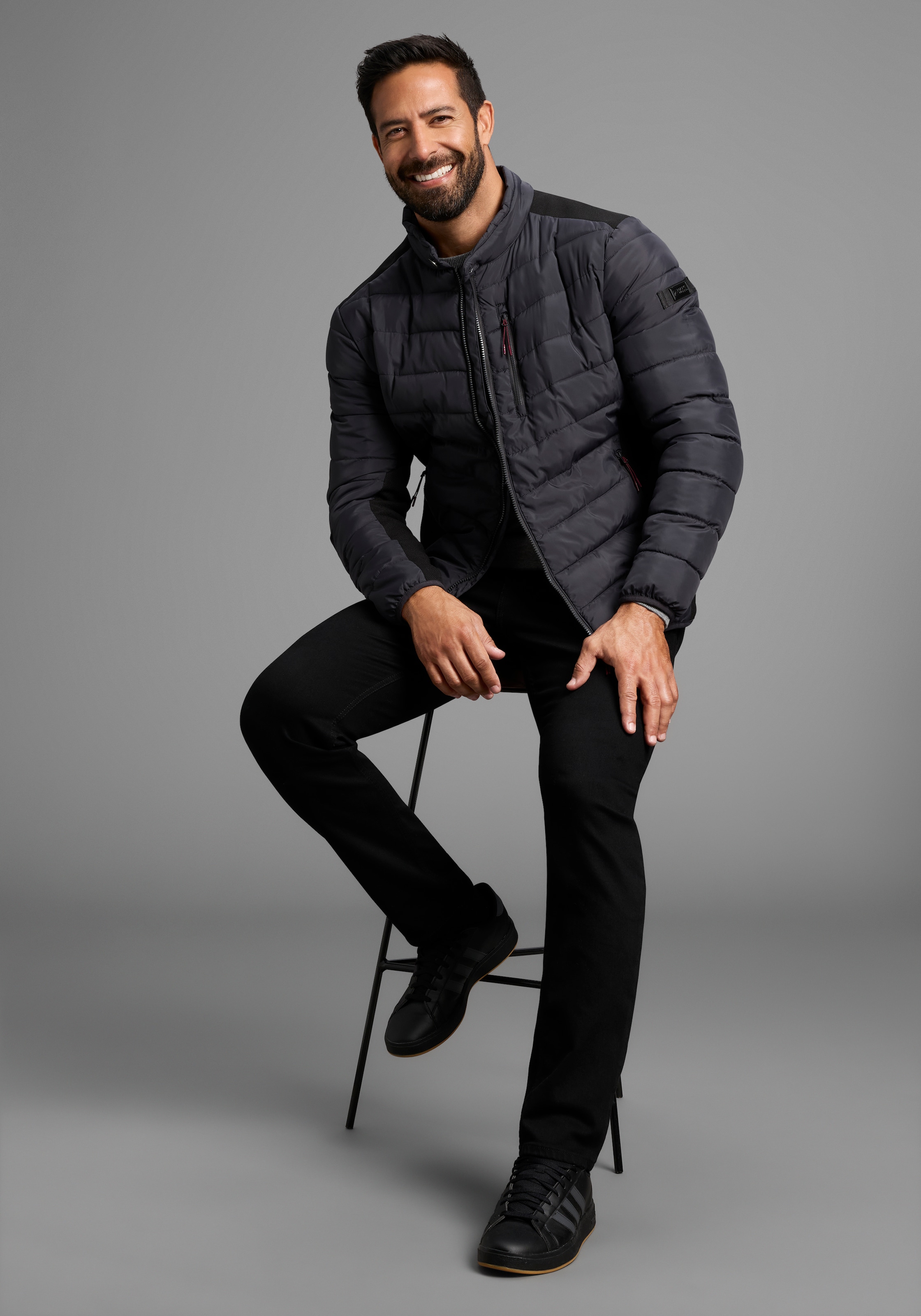 Man's World Steppjacke, ohne Kapuze, mit Reissverschlusstaschen, mit Brusttasche, mit Innentaschen