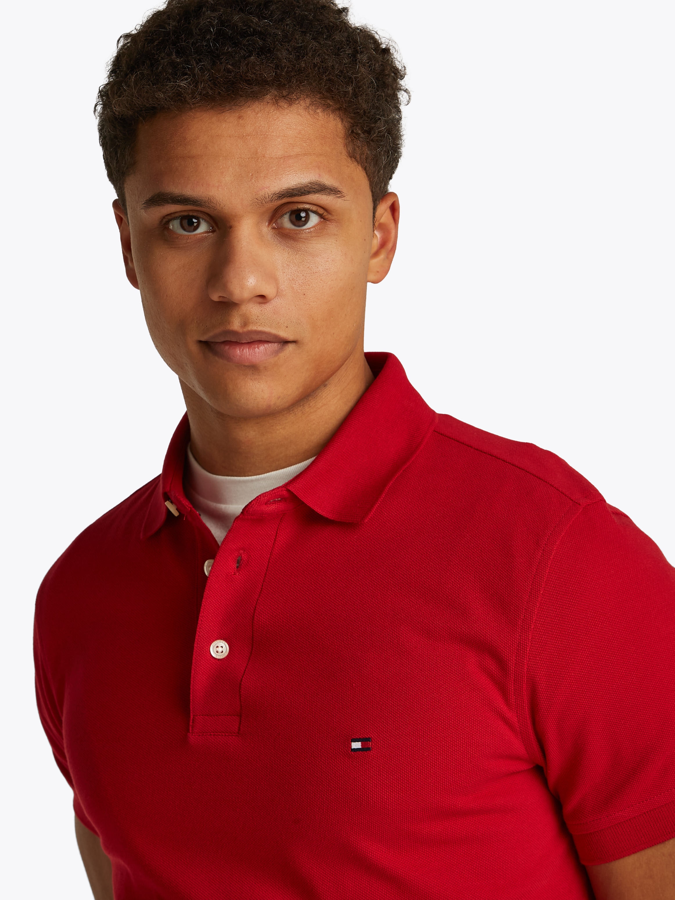 Tommy Hilfiger Poloshirt »1985 SLIM POLO mit Stickerei und Piqué-Qualität«, unifarben, casual, slim fit, Baumwollmix, Polokragen