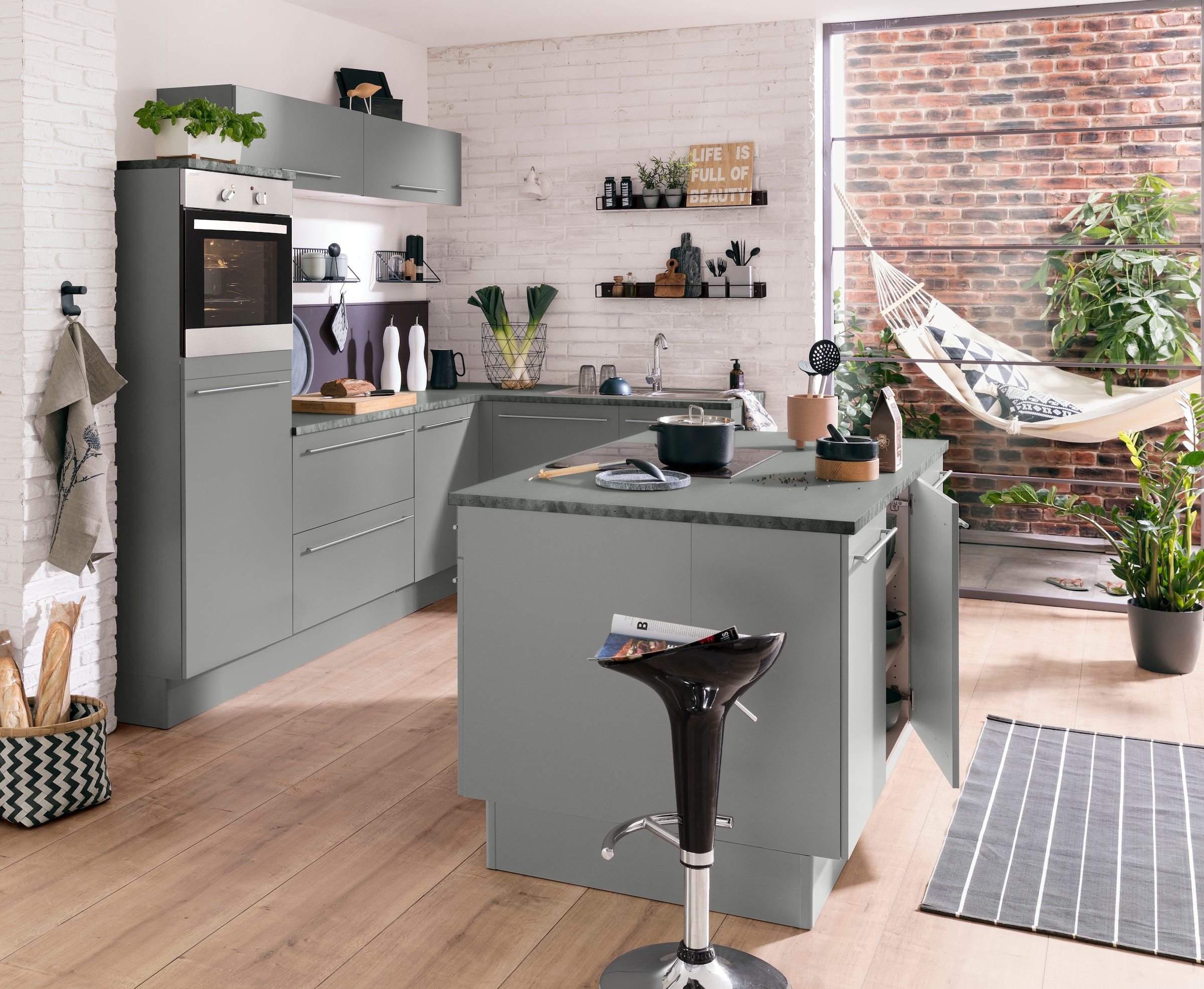 OPTIFIT Ilot de cuisine »Bern« Stellbreite 160x95 cm mit höhenverstellbaren Füssen, mit Metallgriffen