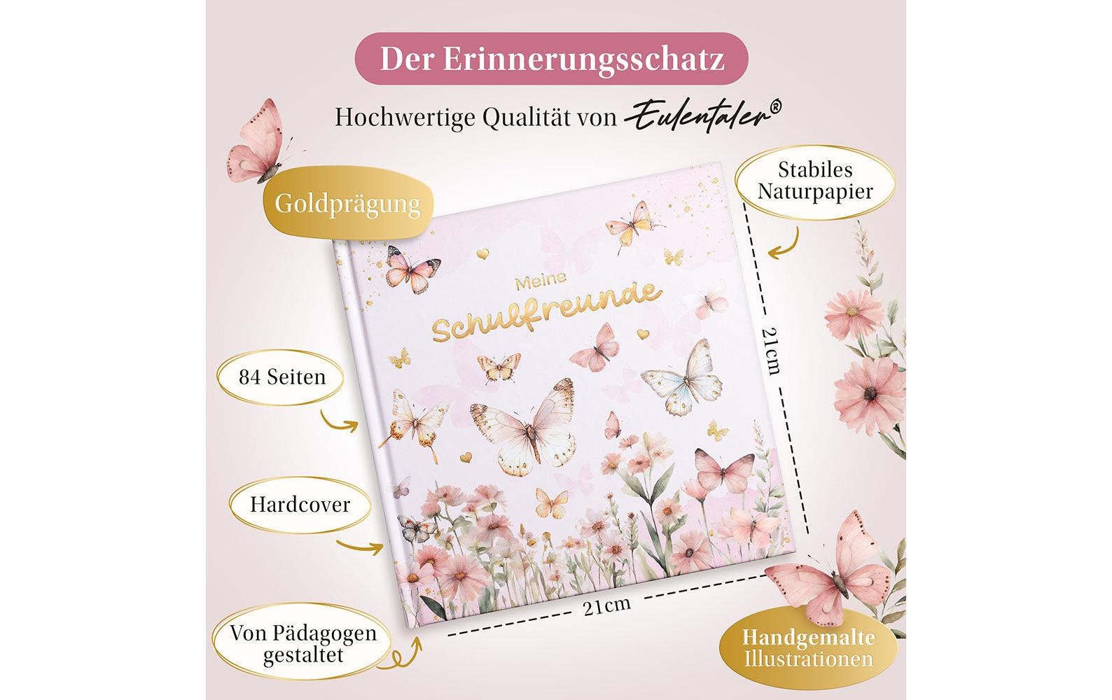   Tagebuch »Eulentaler Schmetterling, 21 x 21 cm« Schulfreundebuch für Erinnerungen