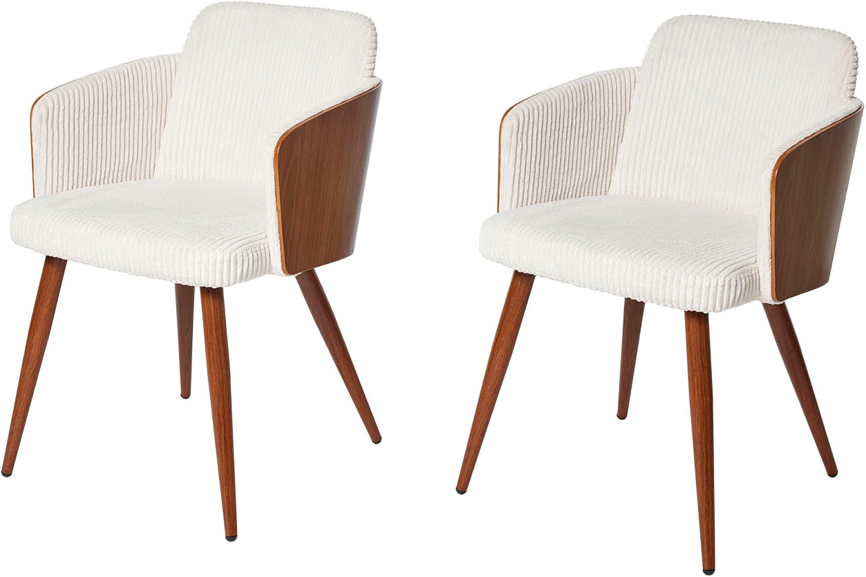 Jahnke Chaise à coque »CHIC SIT DUO« (Ensemble) 2 cuisdesign élégant, dossier en bois massif, accoudoirs, structure métal aspect bois