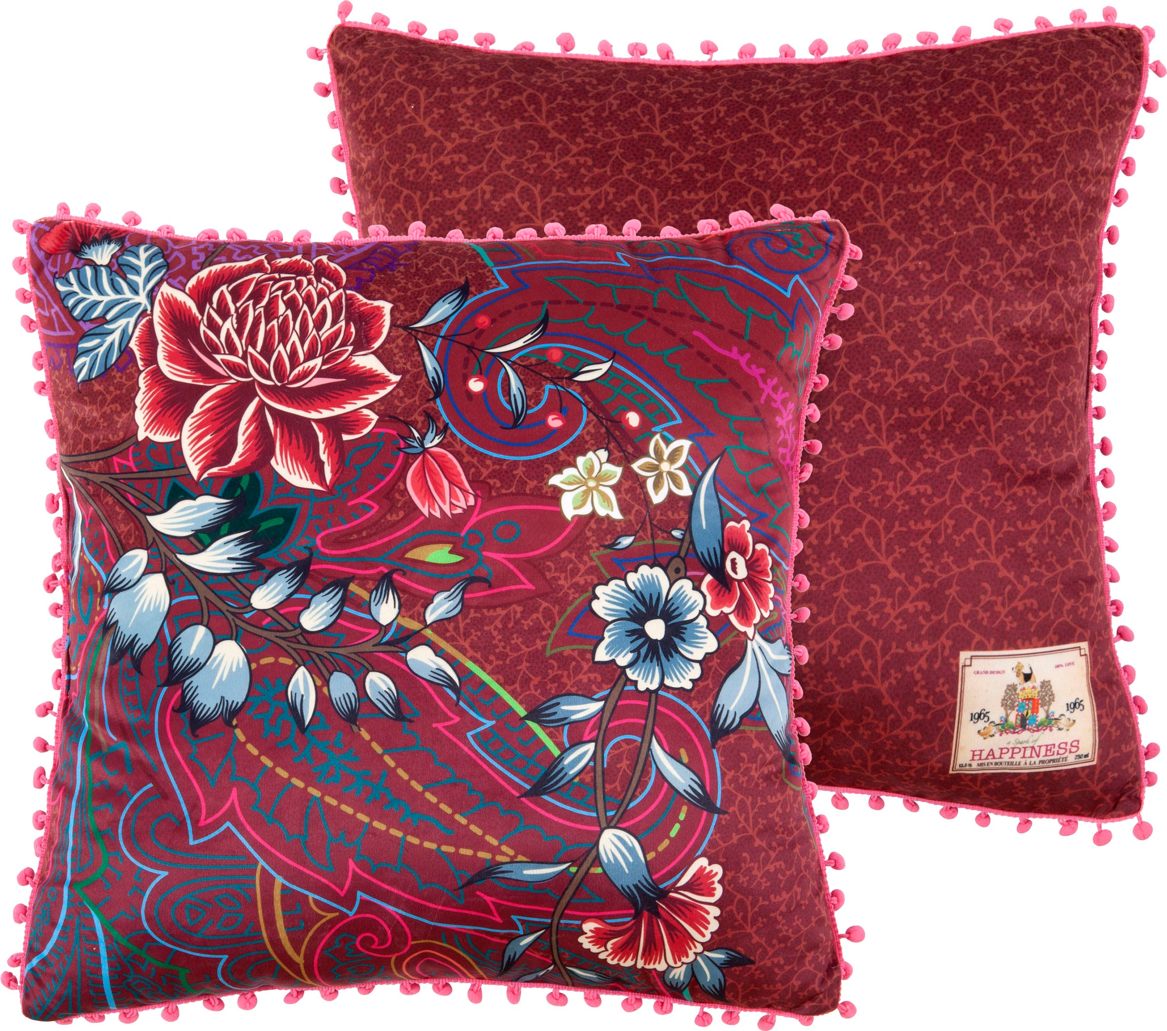 Image of Happiness Dekokissen »Ruby«, (1 St., 1 48x48 cm Dekokissen - Mit pompons), Mit pompons bei Ackermann Versand Schweiz
