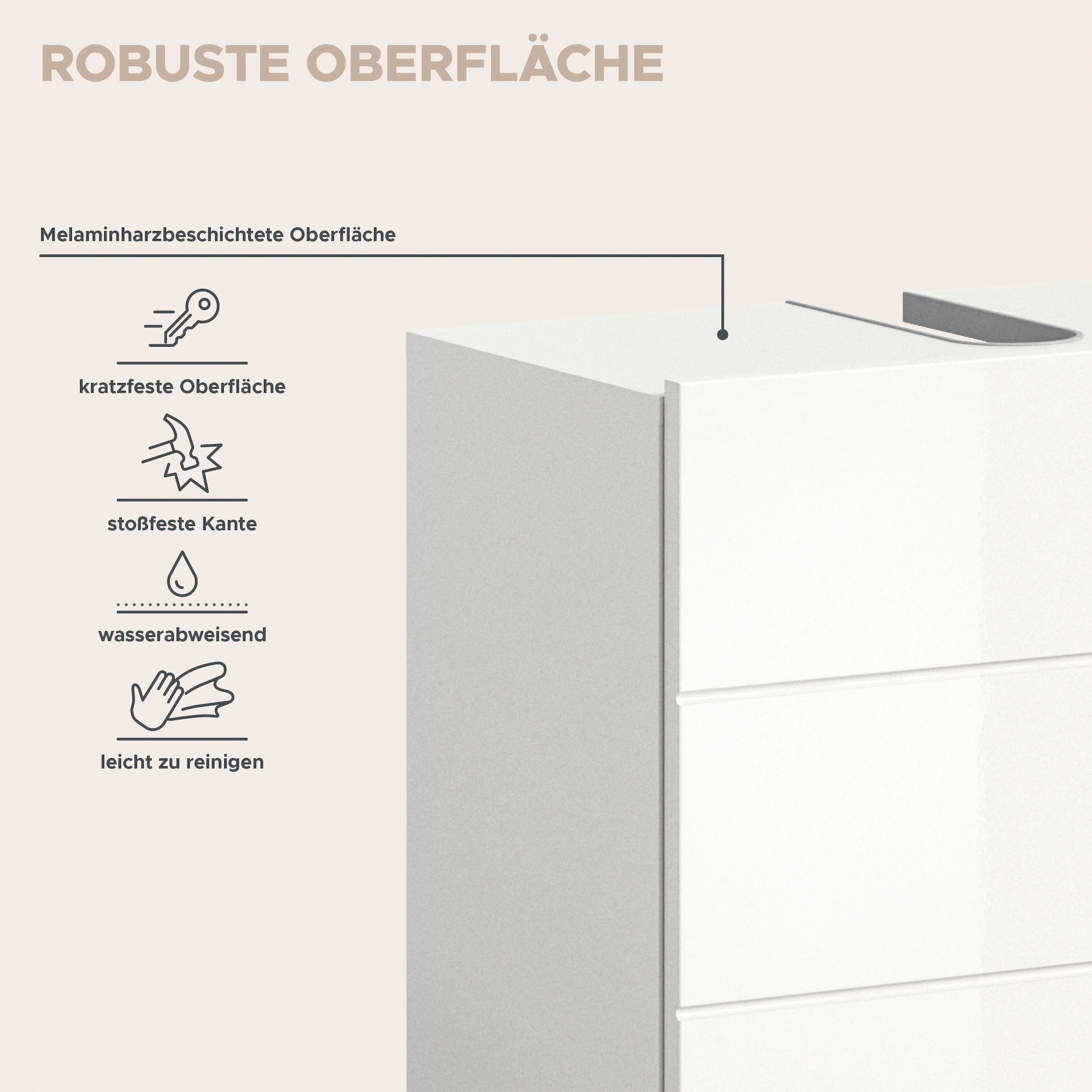 welltime Ensemble de meubles de salle de bain »Biel, Höhe 190 cm,Hochschrank,WBU, Spiegelschrank, Unterschrank, Lampe« 5 cuis tlg.