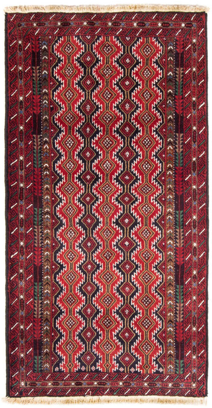 Image of morgenland Hochflor-Läufer »Belutsch Durchgemustert Rosso 206 x 106 cm«, rechteckig, 0,8 mm Höhe, Handgeknüpft bei Ackermann Versand Schweiz