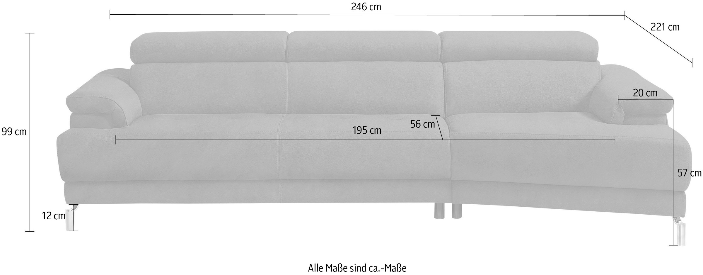Egoitaliano Ecksofa »Soul, extravagantes Designsofa, Megasofa, super bequem, tolle Details«, mit Trapez-Abschlusselement, inkl verstellbarer Kopfteile