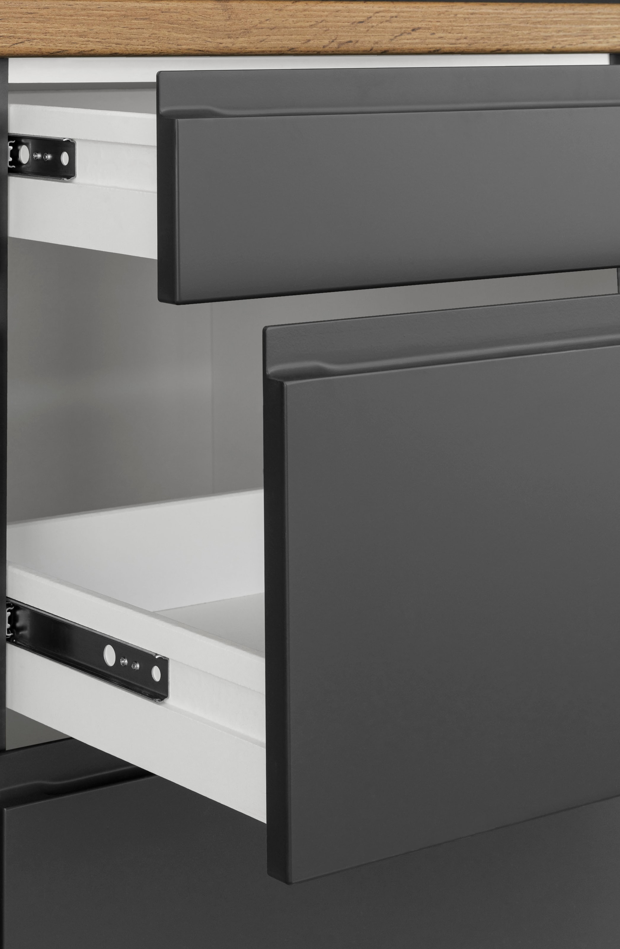 KOCHSTATION Kitchenette »KS-Bruneck« largeur 240cm, avec ou sans appareils électriques, façades MDF de haute qualité