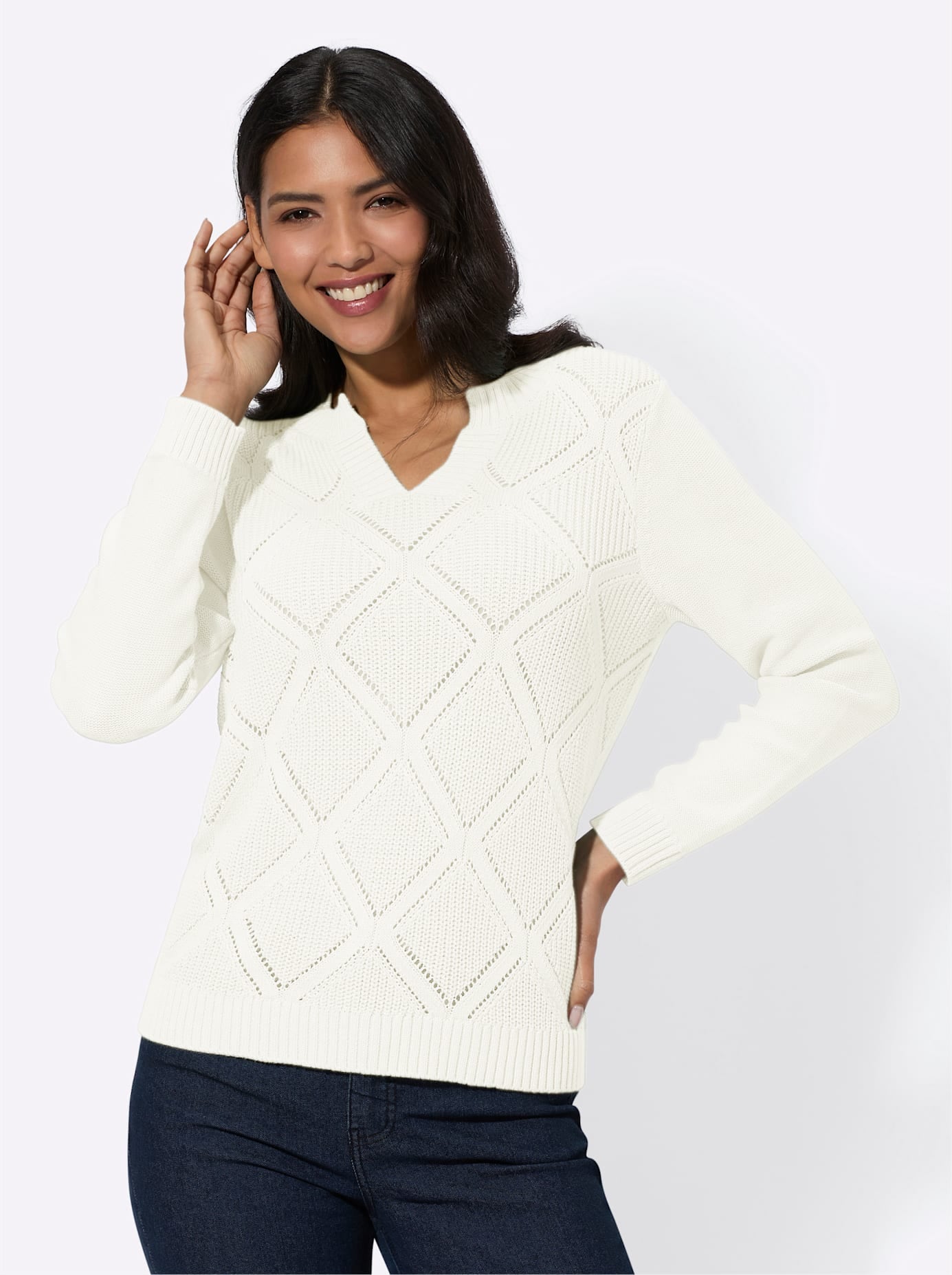 Image of Classic Basics Ajourpullover "Langarm-Pullover"