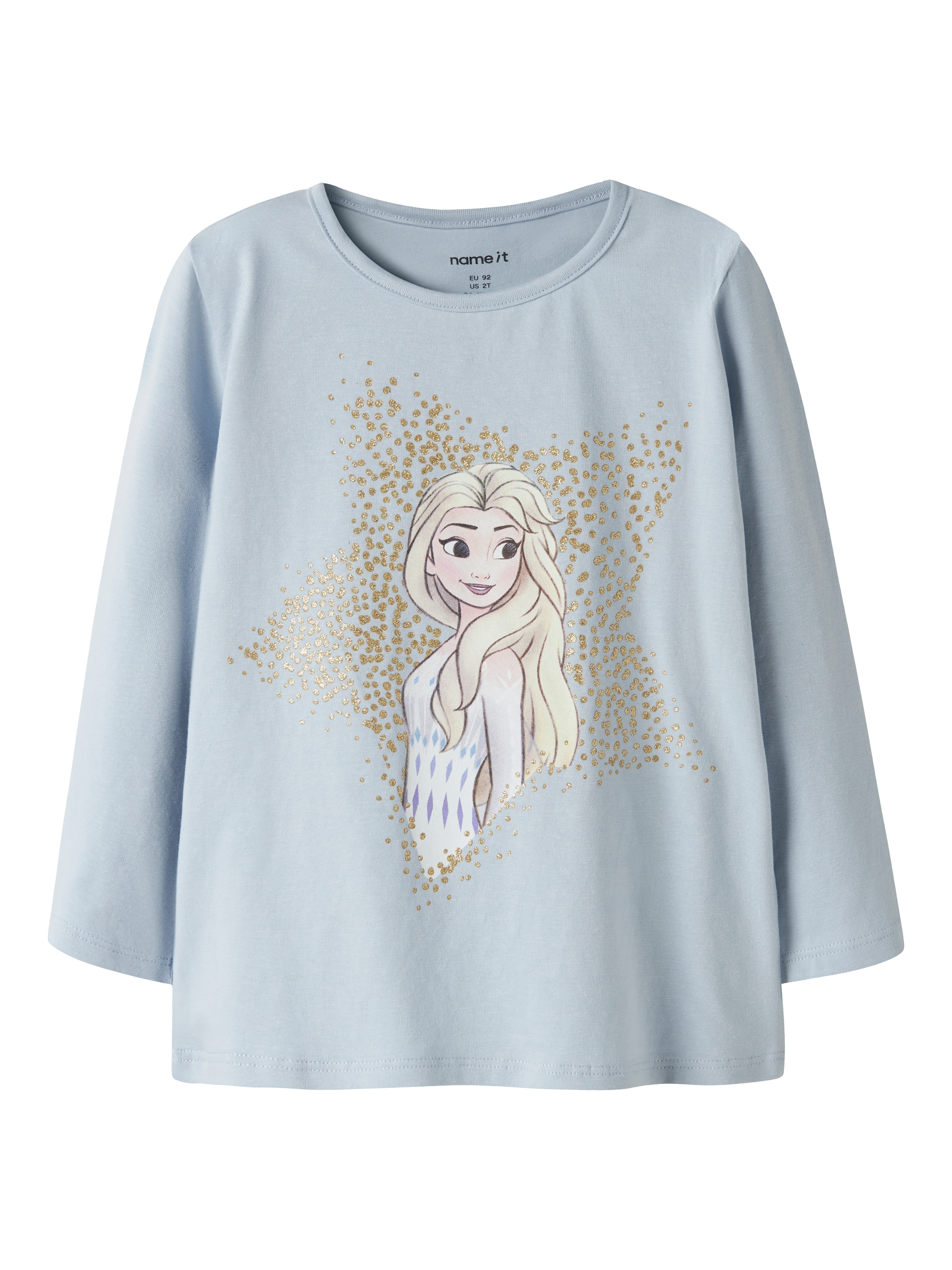 Image of Name It Langarmshirt "NMFSOMA FROZEN LS NREG TOP WDI" Baumwollmischung, regular fit, die Eiskönigin: mit Elsa Glitzerdruck