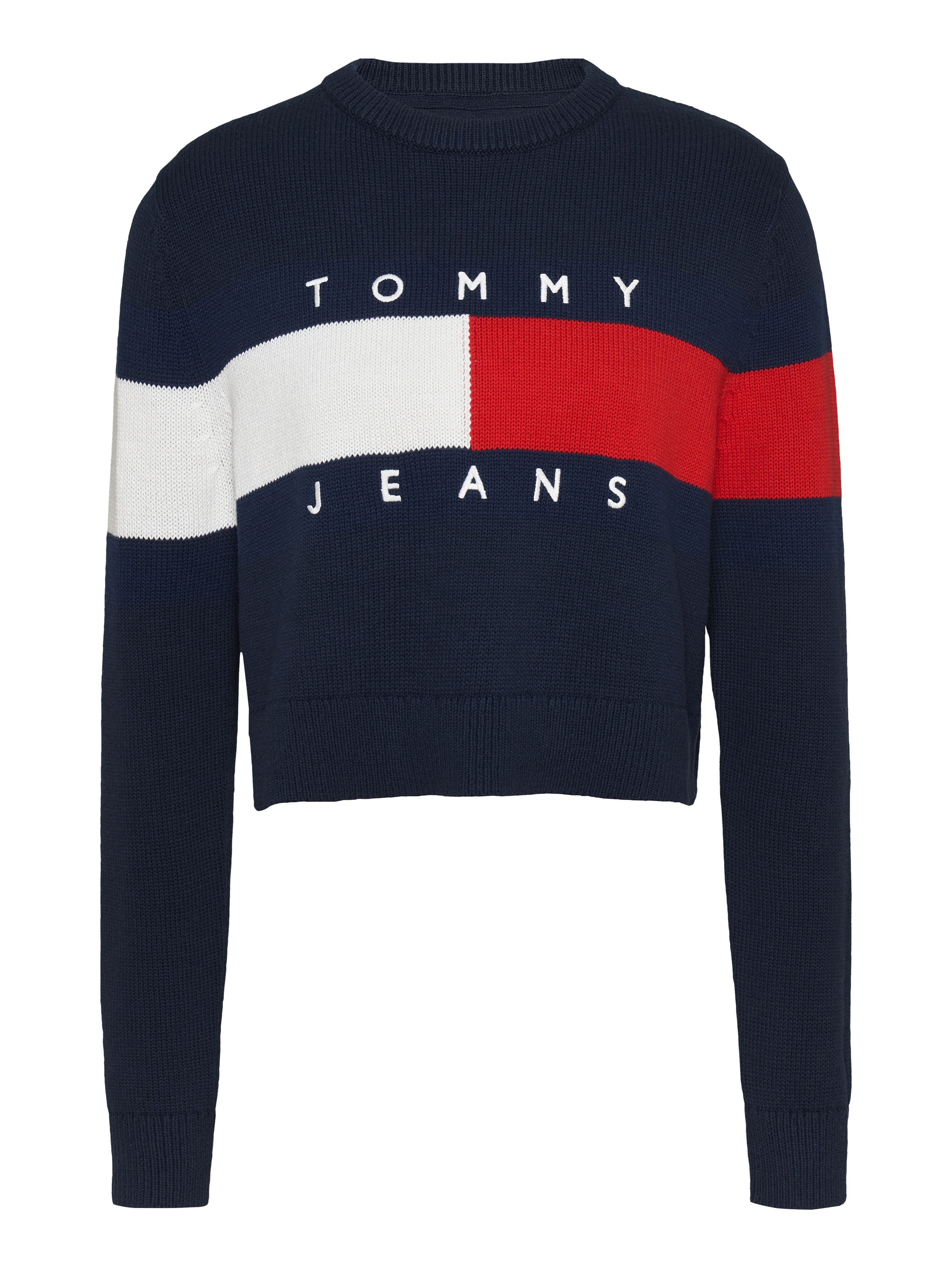 Tommy Jeans Curve Strickpullover »TJW CENTER FLAG SWEATER EXT«, in Grossen Grössen, Logo-Flag