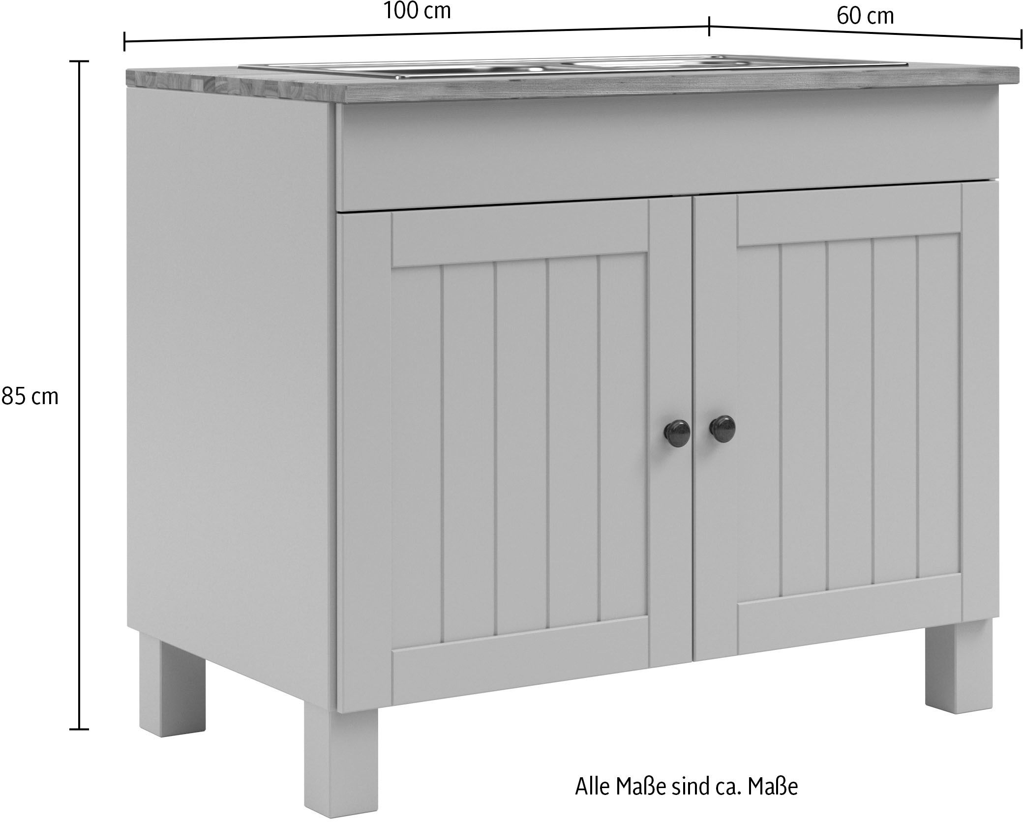 Home affaire Spülenschrank »Alby2« Mit Metallgriffen, Breite 100 cm