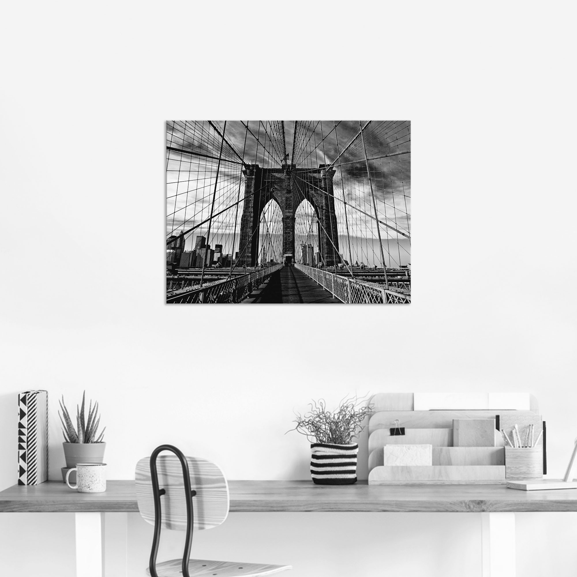 Artland Wandbild »Brooklyn Bridge - schwarz/weiss«, Brücken, (1 St.), als Alubild, Outdoorbild, Leinwandbild, Poster in verschied. Grössen