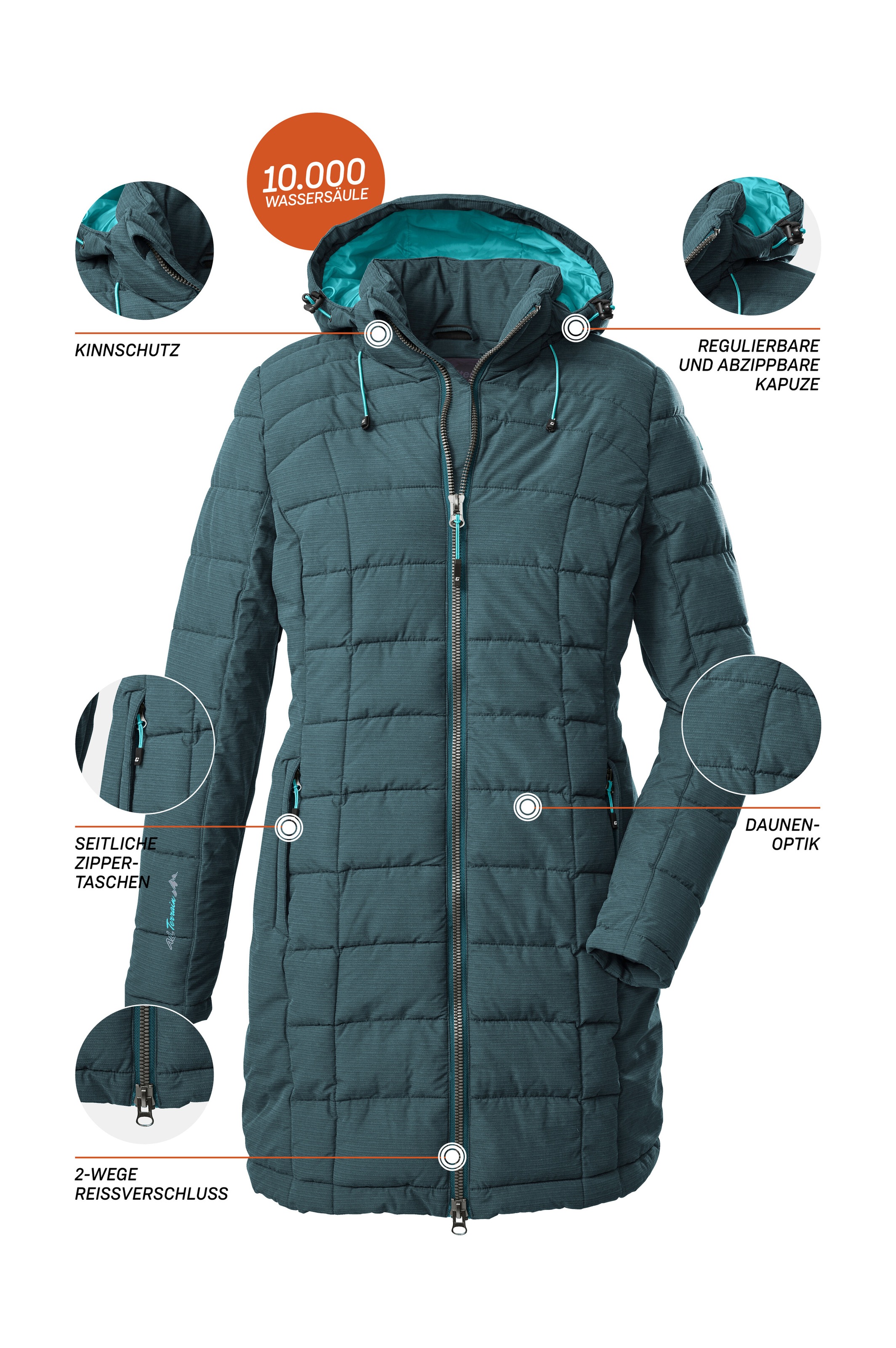 Killtec Steppmantel »Skane WMN Quilted PRK«, Moderner Parka von killtec: warm, wasser- und winddicht, atmungsaktiv
