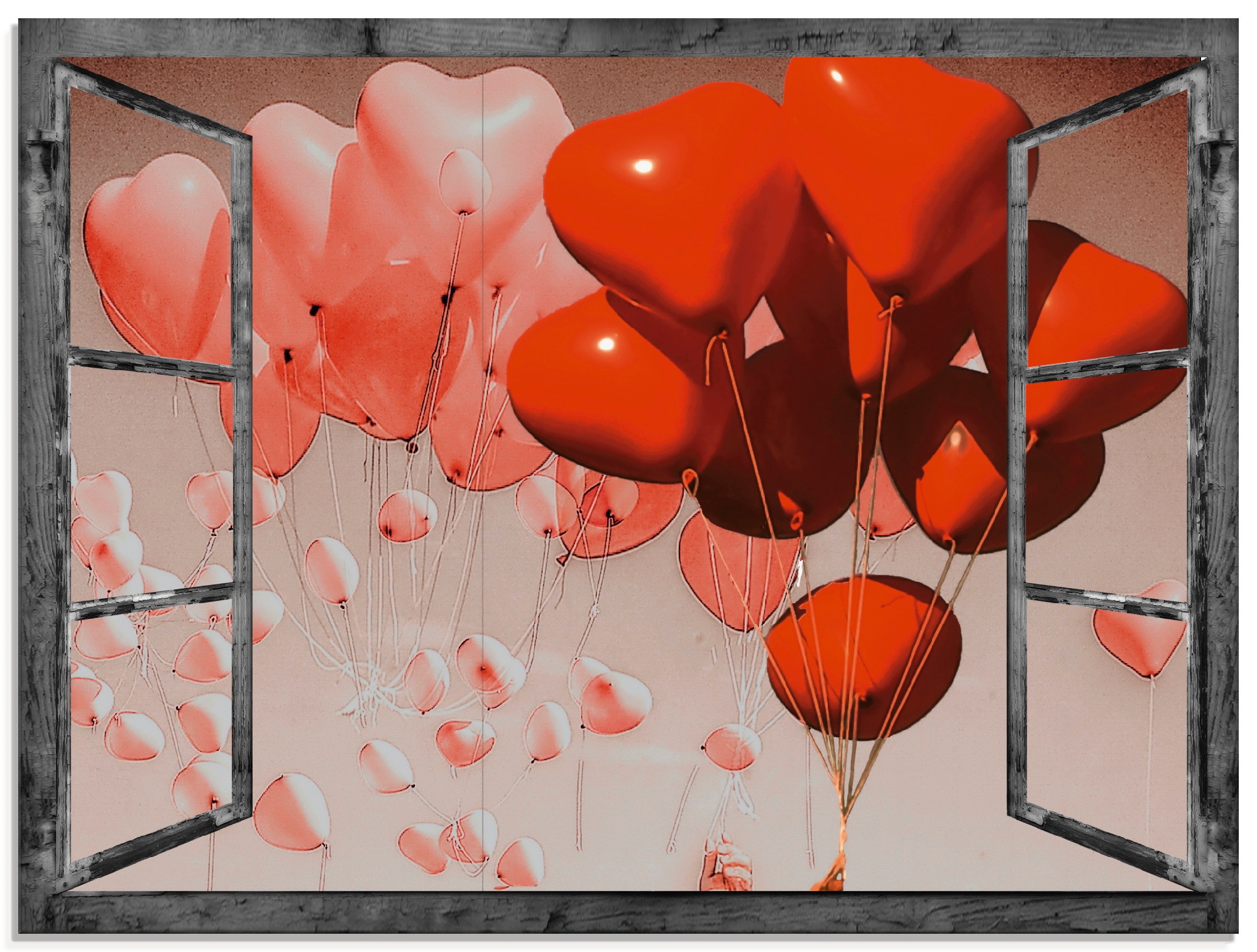 Image of Artland Glasbild »Fensterbild - Rote Herzen«, Fensterblick, (1 St.) bei Ackermann Versand Schweiz