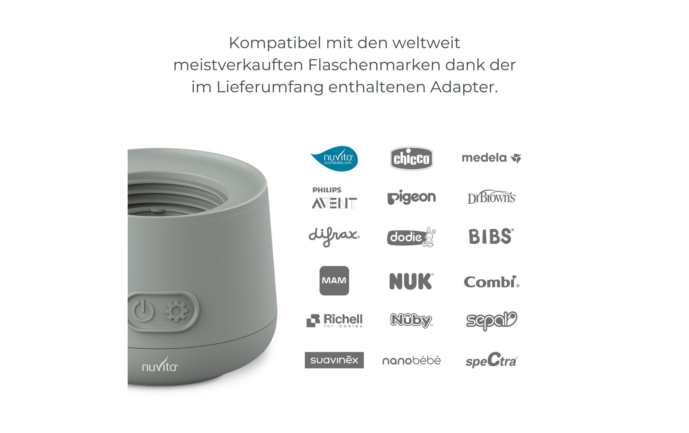 Babyflaschenwärmer »Nuvita inkl, 6 Adapter Grau«