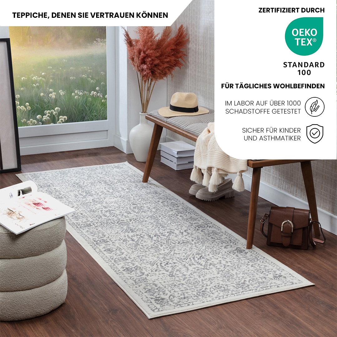 Livabliss Teppich »EJURA« rechteckig 8 mm Höhe Vintage Orientteppich, Kurzflor Boho Wohnzimmerteppich, Läufer