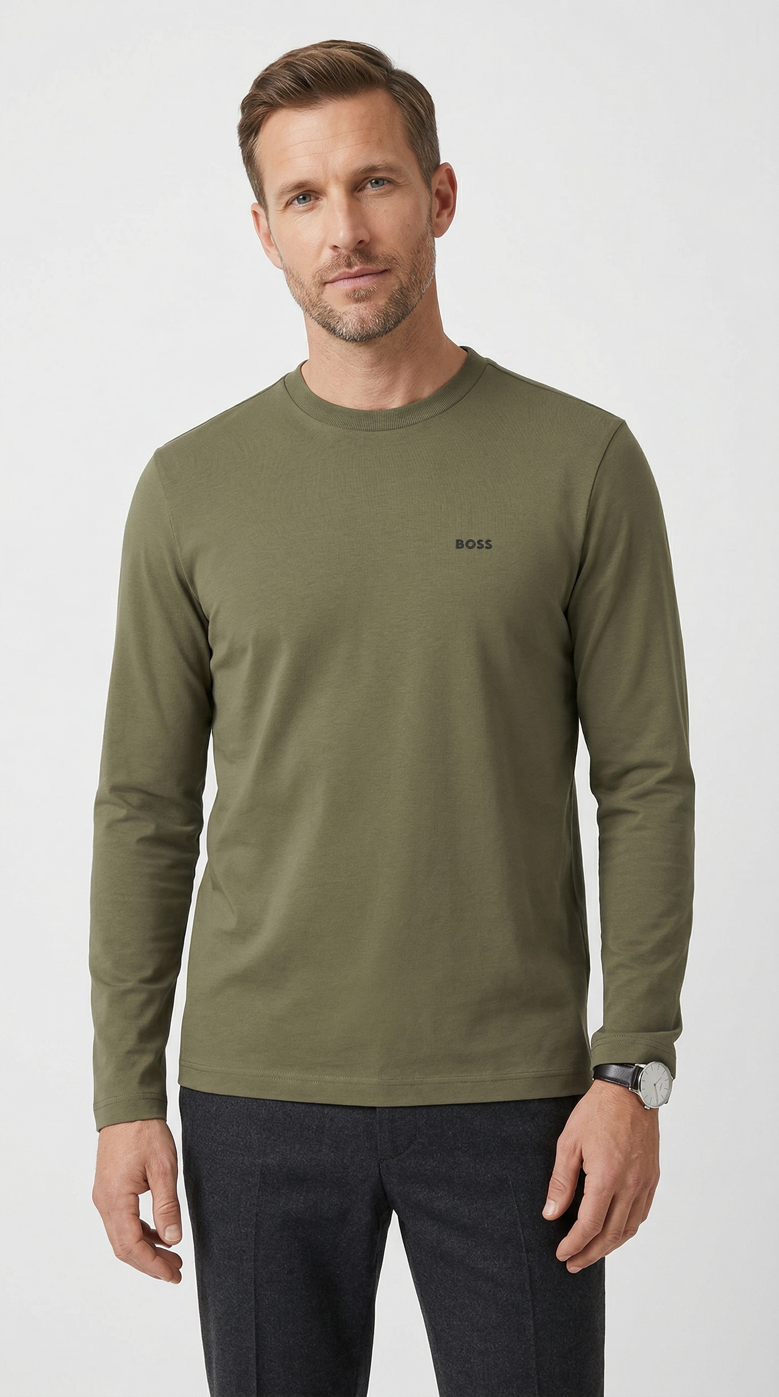 Image of BOSS GREEN Langarmshirt "Tee Long" mit Rundhalsausschnitt