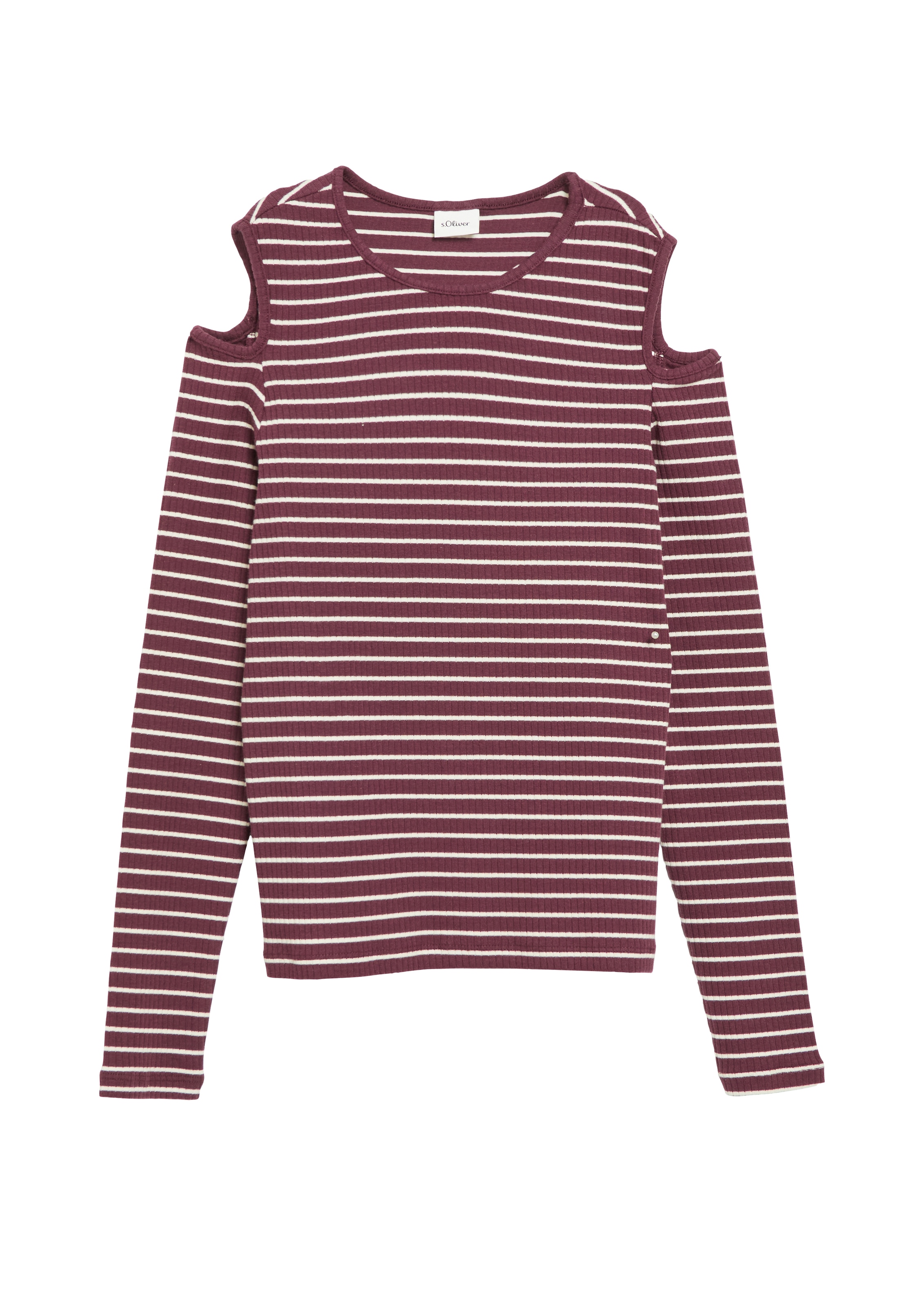 Image of s.Oliver Junior Langarmshirt in Streifen-Optik / Cut-Outs an der Schulter / für Girls