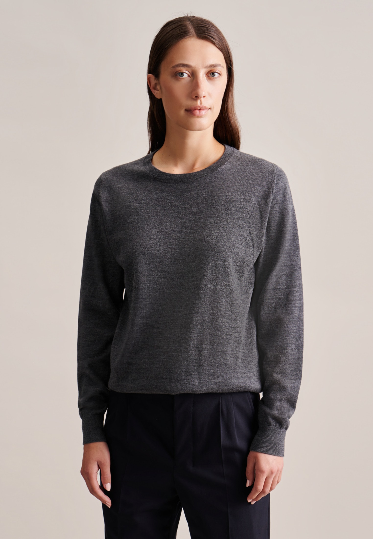 Image of seidensticker Strickpullover "Schwarze Rose" 1/1 Rundhals Uni