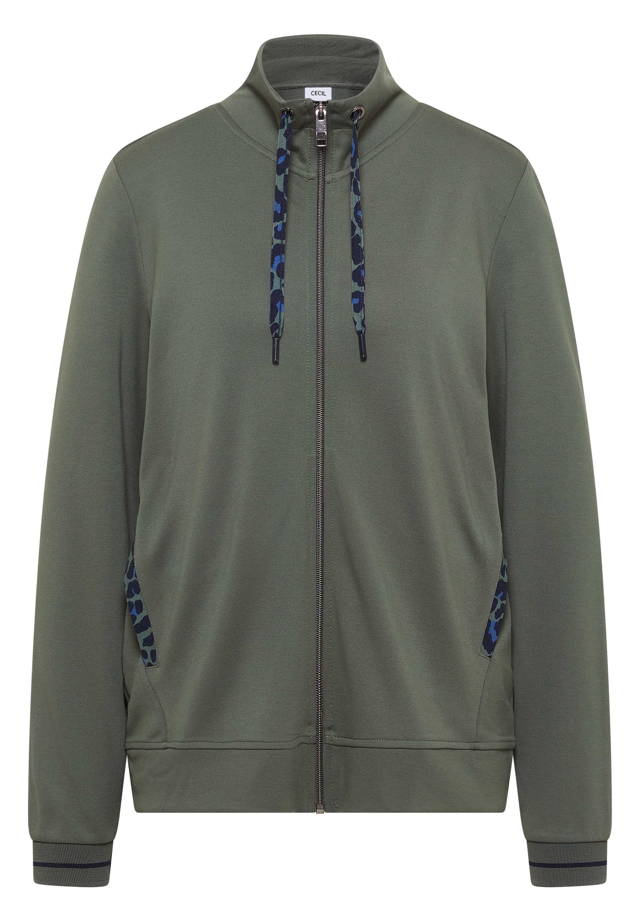 Cecil Veste sweat avec détails imprimé animal, col montant, mélange de viscose